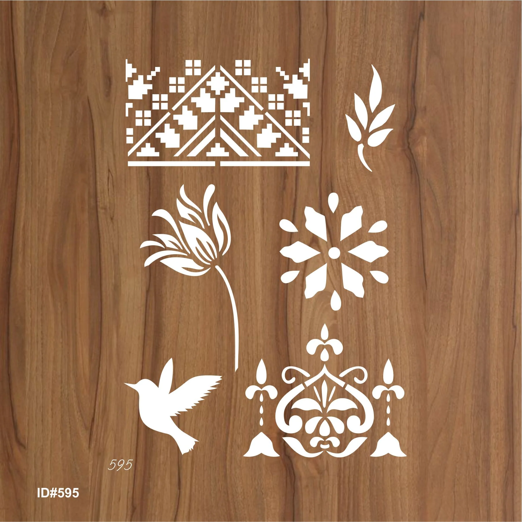Floral & Bird Multi-Design Stencil for Wall, Wood, Fabric & Furniture Art – ID#595 - Image 3