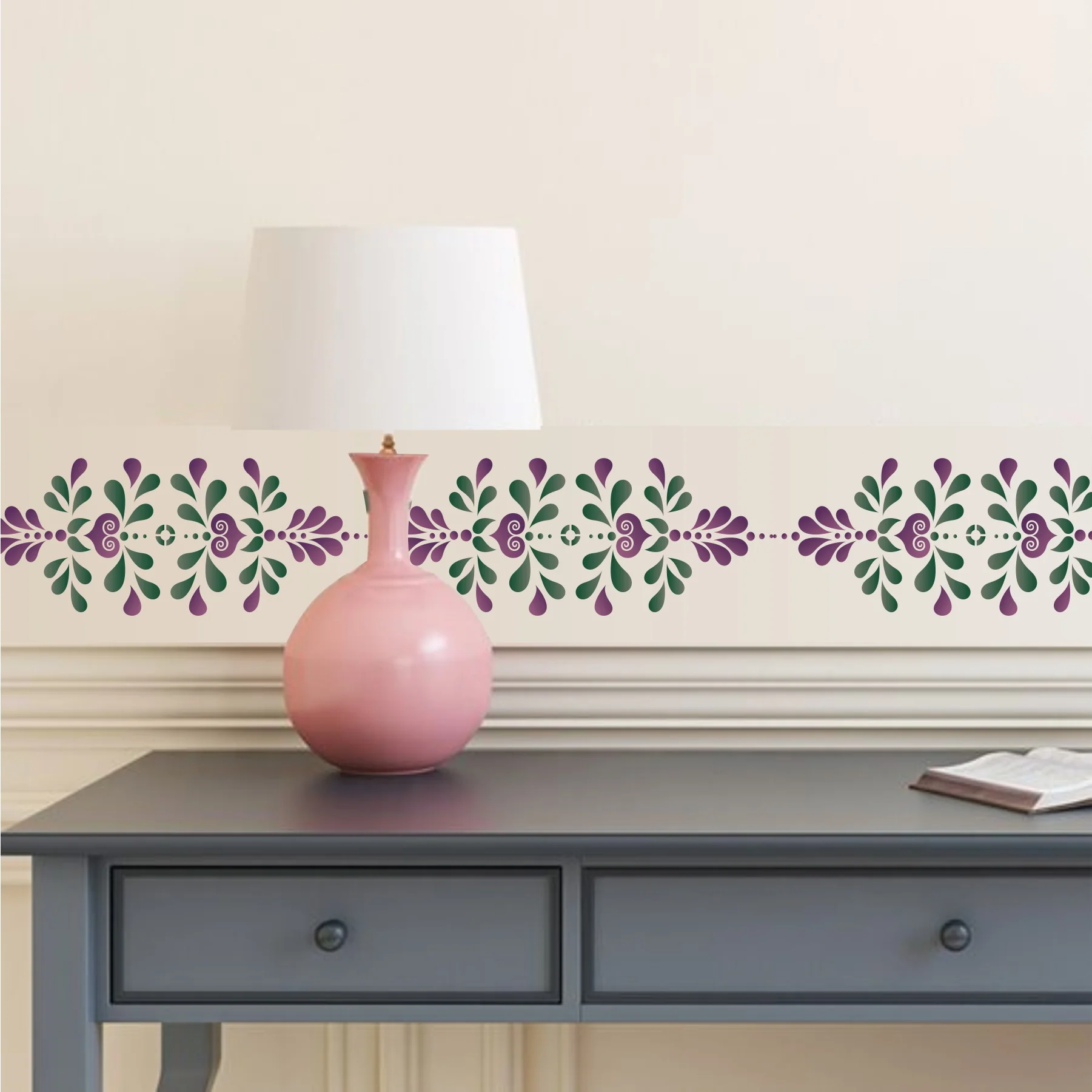 Floral Border Laser cutting Pattern Reusable Stencil For Canvas And Wall Painting.ID#242 - Image 3