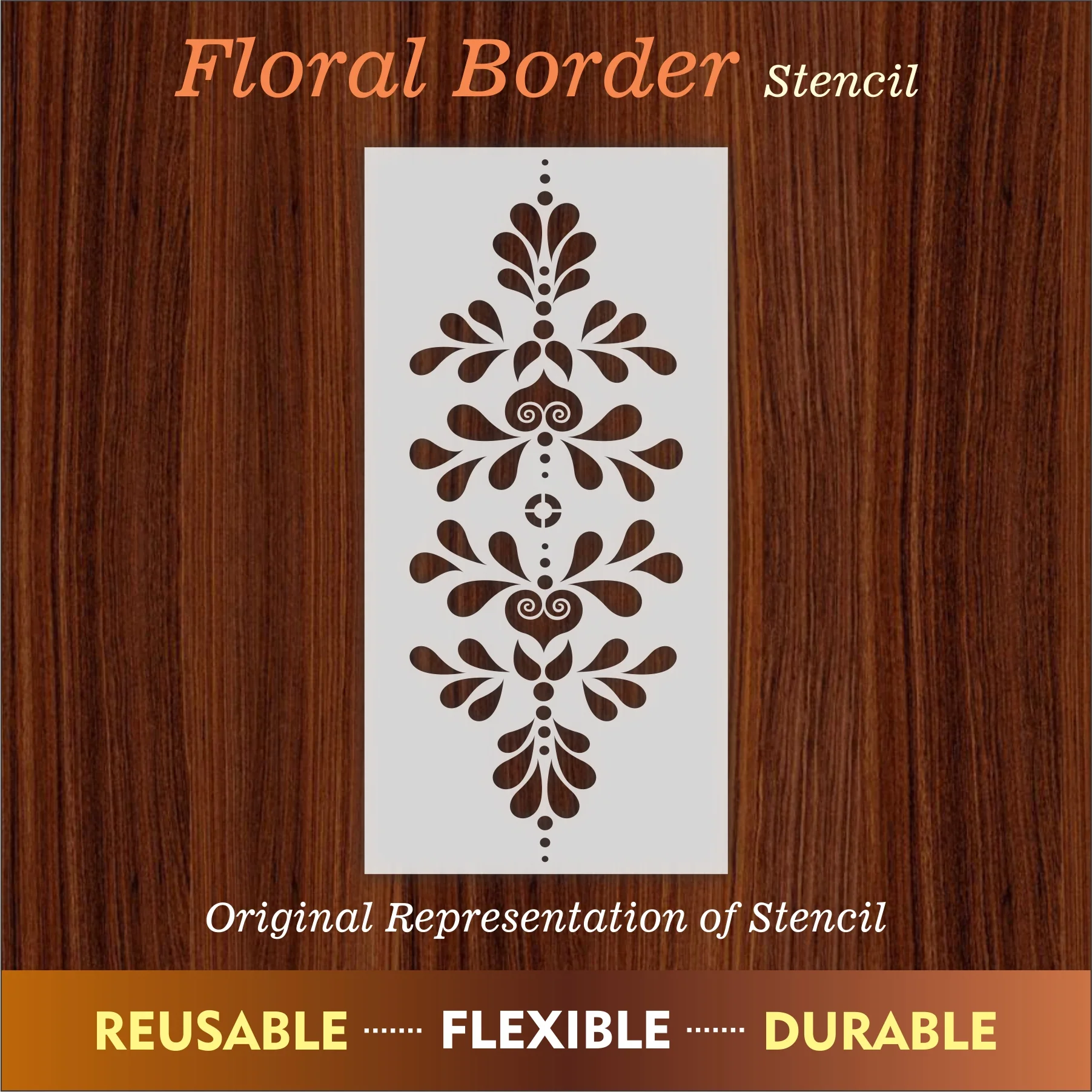 Floral Border Laser cutting Pattern Reusable Stencil For Canvas And Wall Painting.ID#242 - Image 5