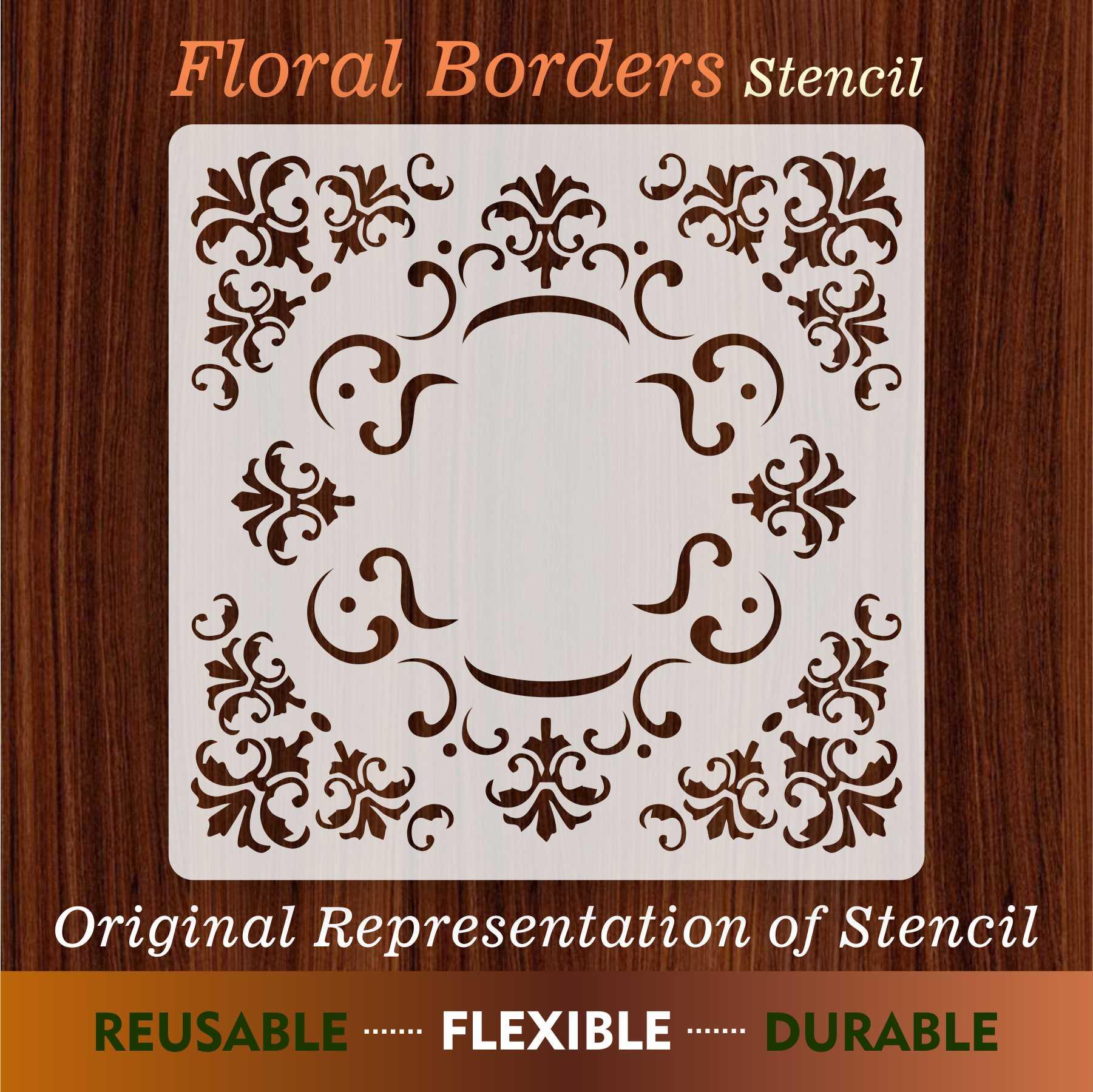 Floral Border Reusable Stencil for Canvas and wall painting.ID#92 - Image 5