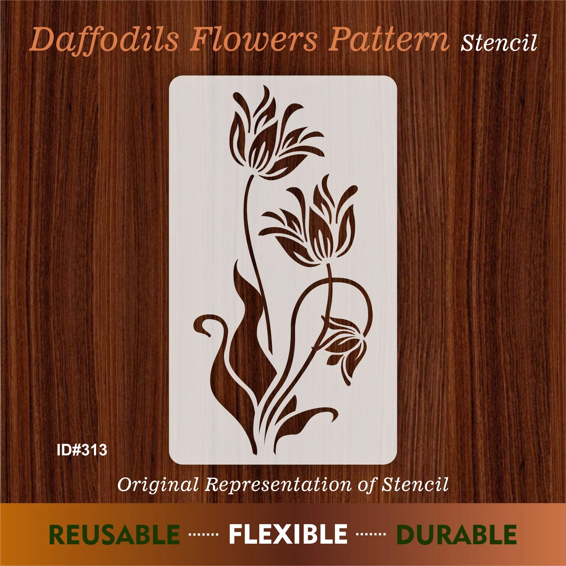 Floral Border Reusable Stencil For Canvas And Wall Painting.ID# 313 - Image 6