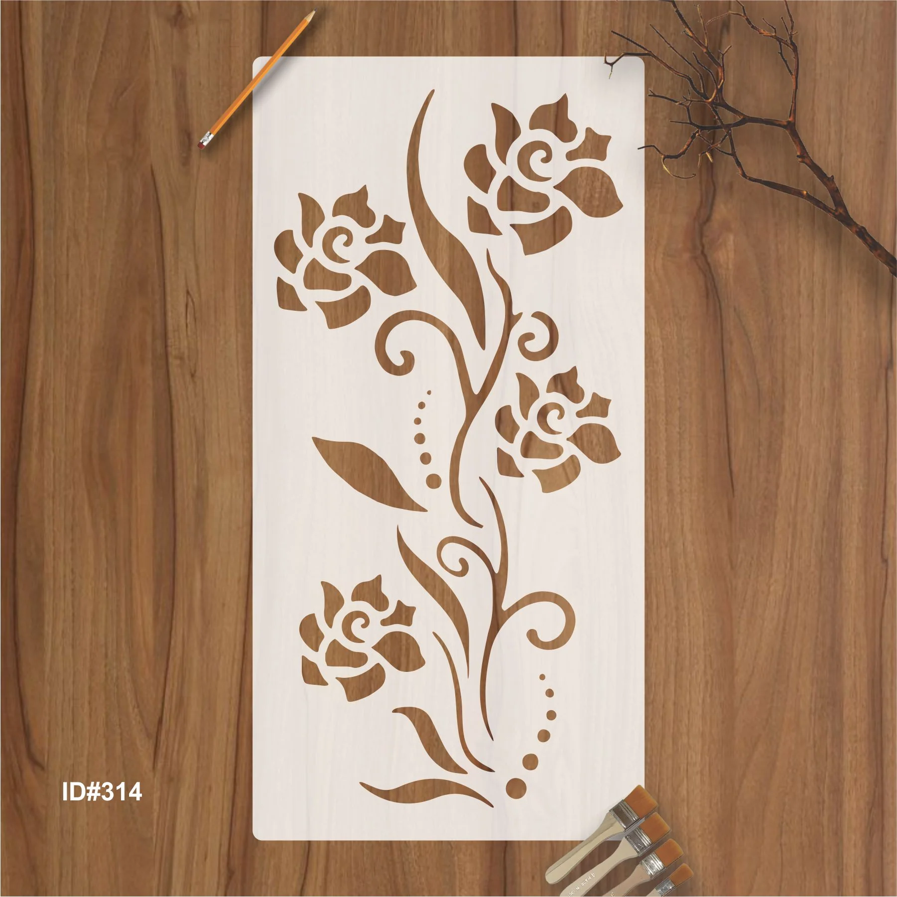 Floral border Reusable Stencil For Canvas And Wall Painting.ID# 314