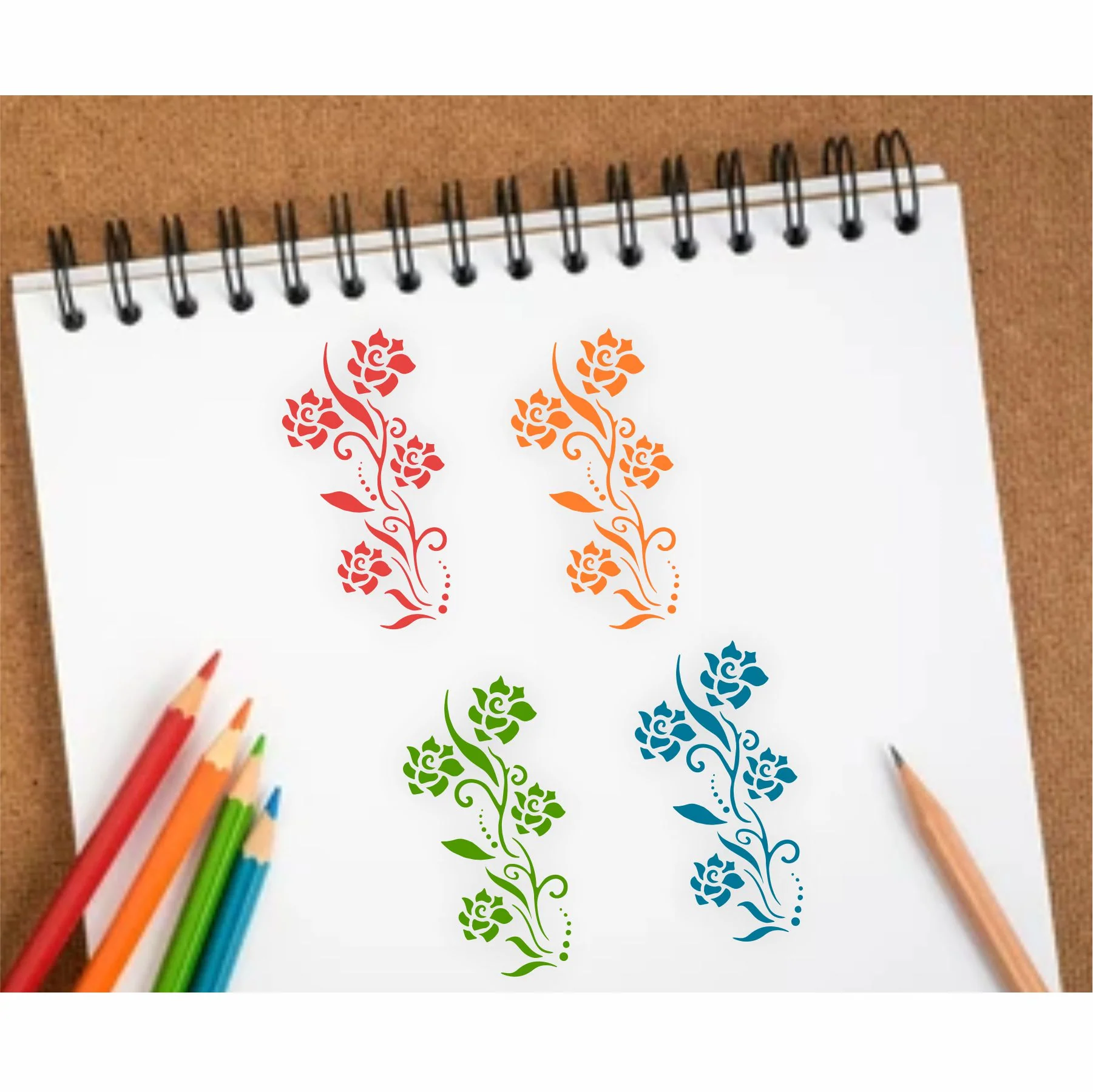 Floral border Reusable Stencil For Canvas And Wall Painting.ID# 314 - Image 4