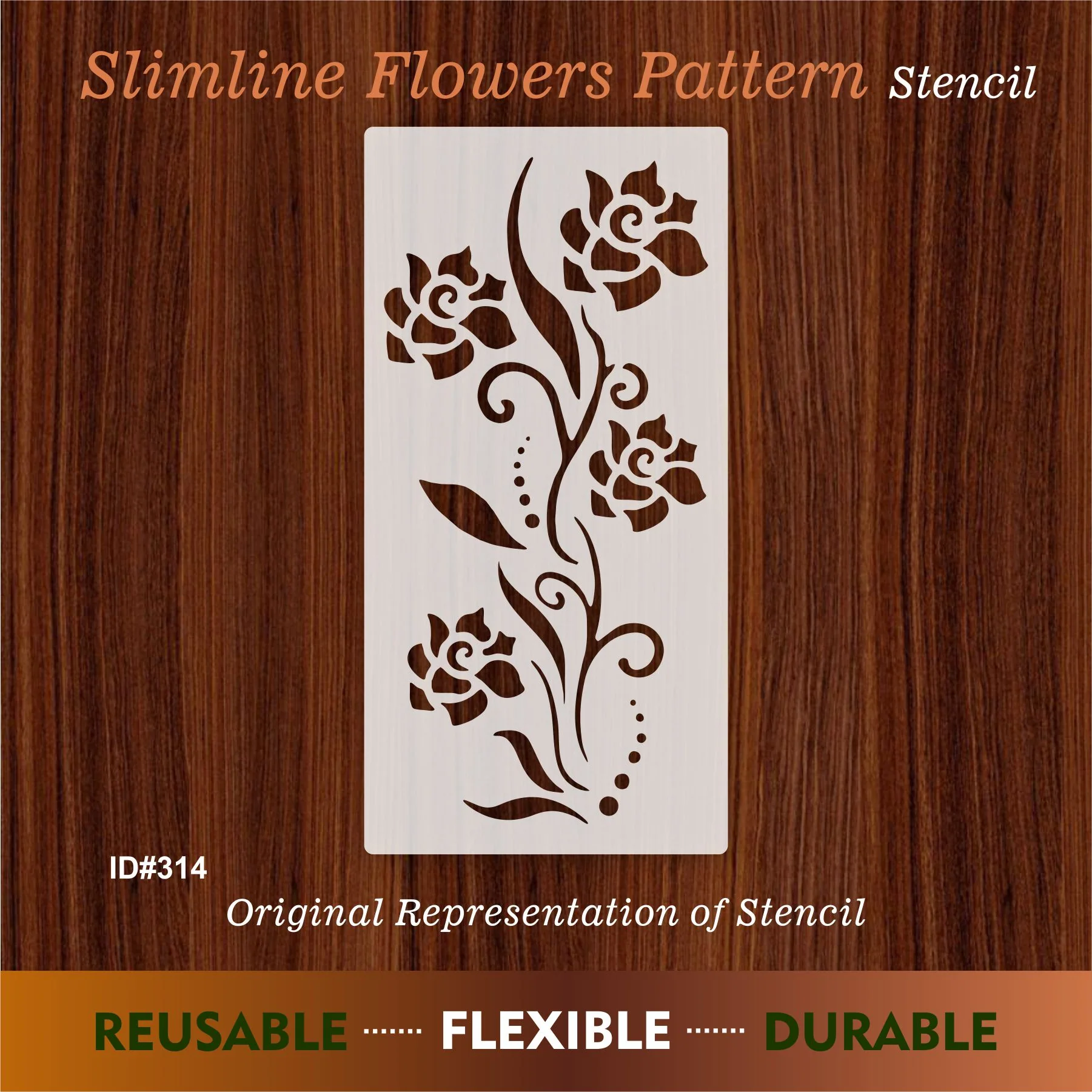 Floral border Reusable Stencil For Canvas And Wall Painting.ID# 314 - Image 5
