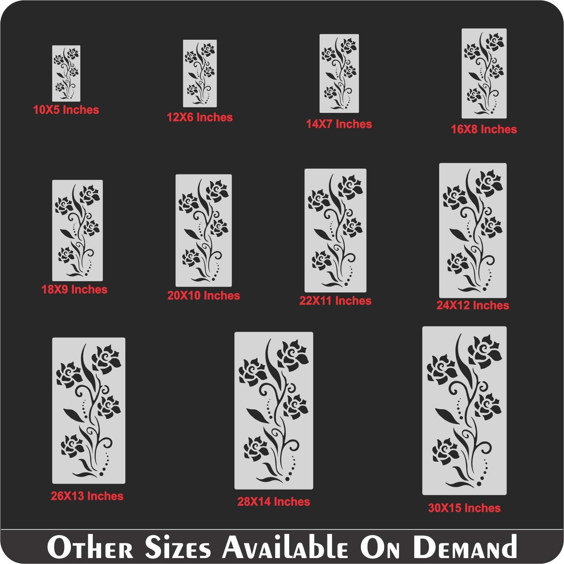 Floral border Reusable Stencil For Canvas And Wall Painting.ID# 314 - Image 6