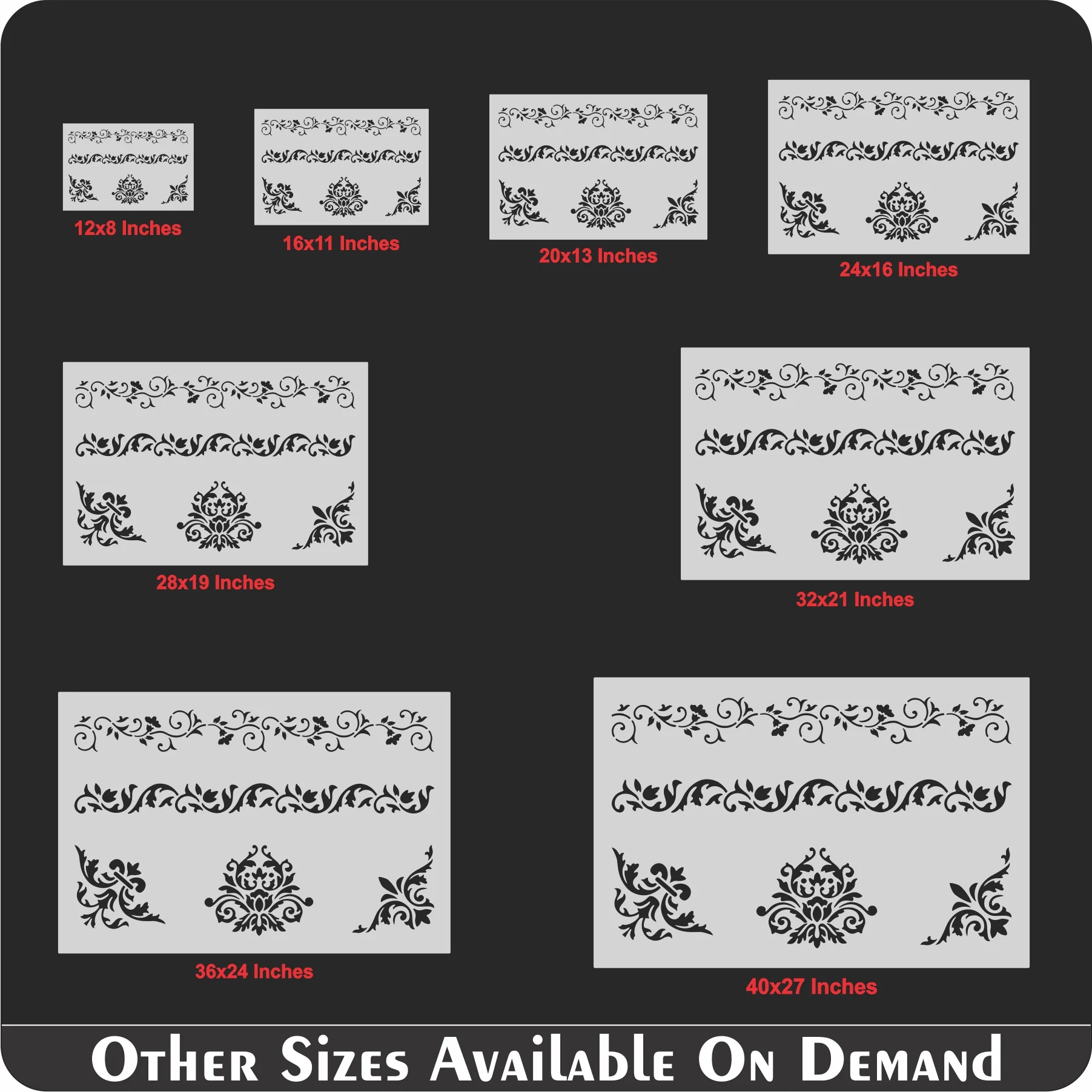 Floral Border Stencil Wall Painting Scrapbooking Stamping Embossing Album Paper Card Template. ID #389 - Image 8