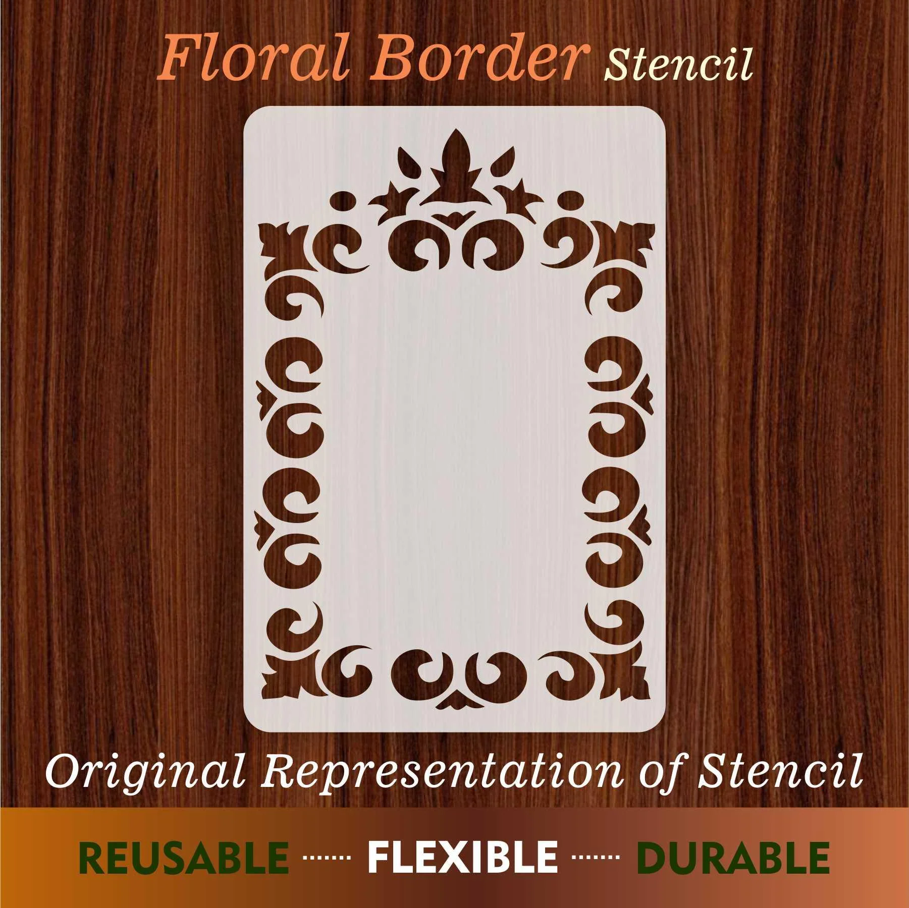 Floral Borders Reusable Stencil for Canvas and wall painting.ID#91 - Image 6