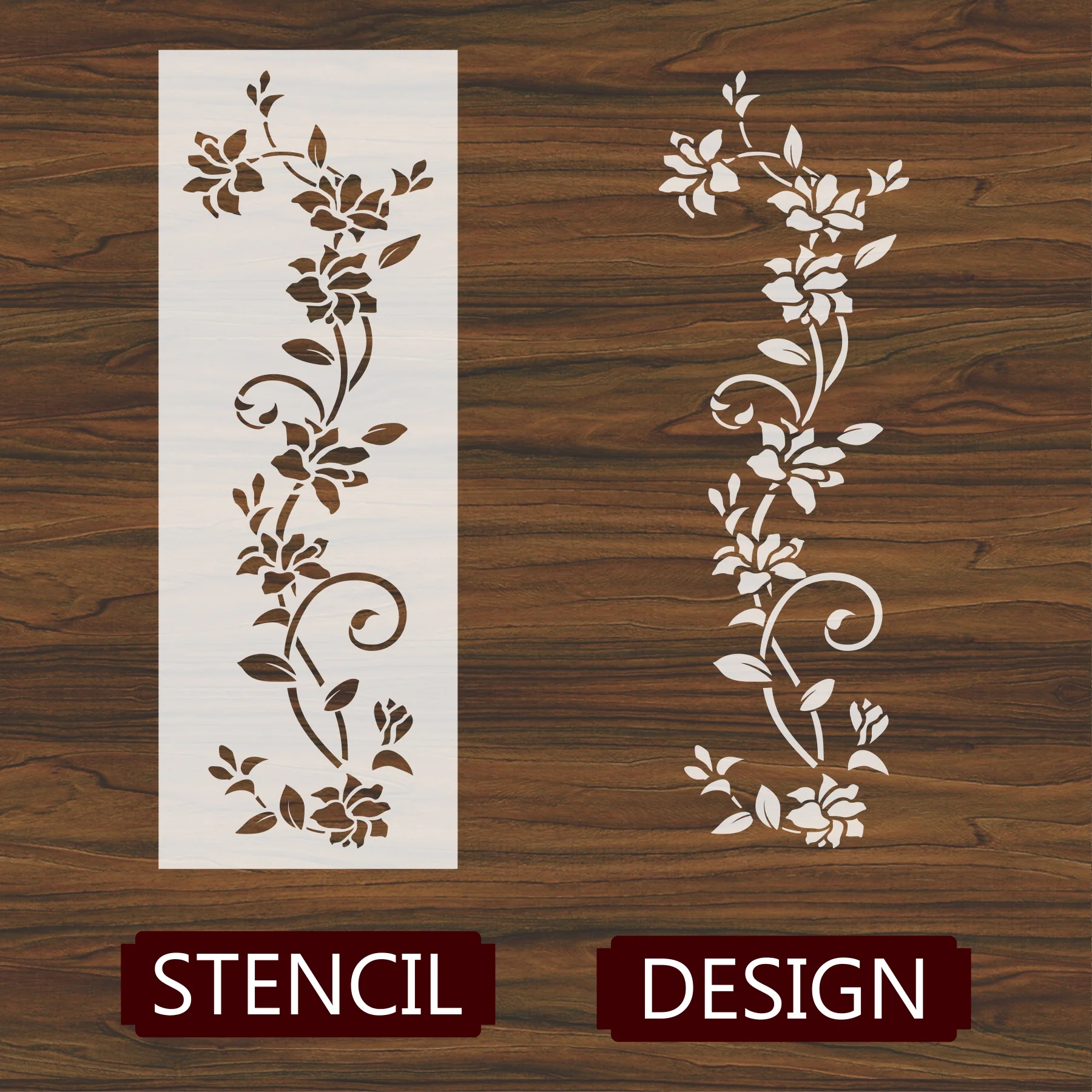 Floral Bordr Pattern Reusable Stencil For Canvas And Wall Painting.ID#241 - Image 4