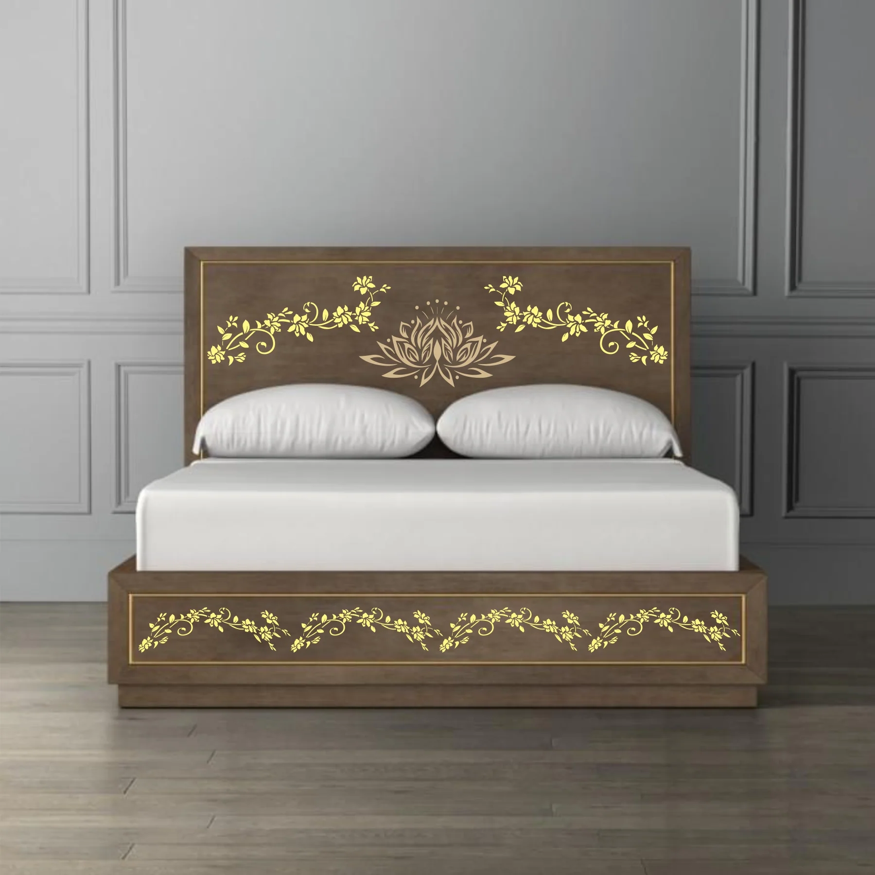 Floral Bordr Pattern Reusable Stencil For Canvas And Wall Painting.ID#241 - Image 6