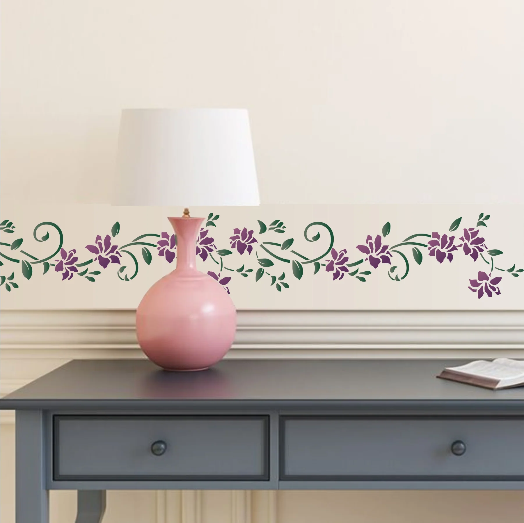 Floral Bordr Pattern Reusable Stencil For Canvas And Wall Painting.ID#241 - Image 7