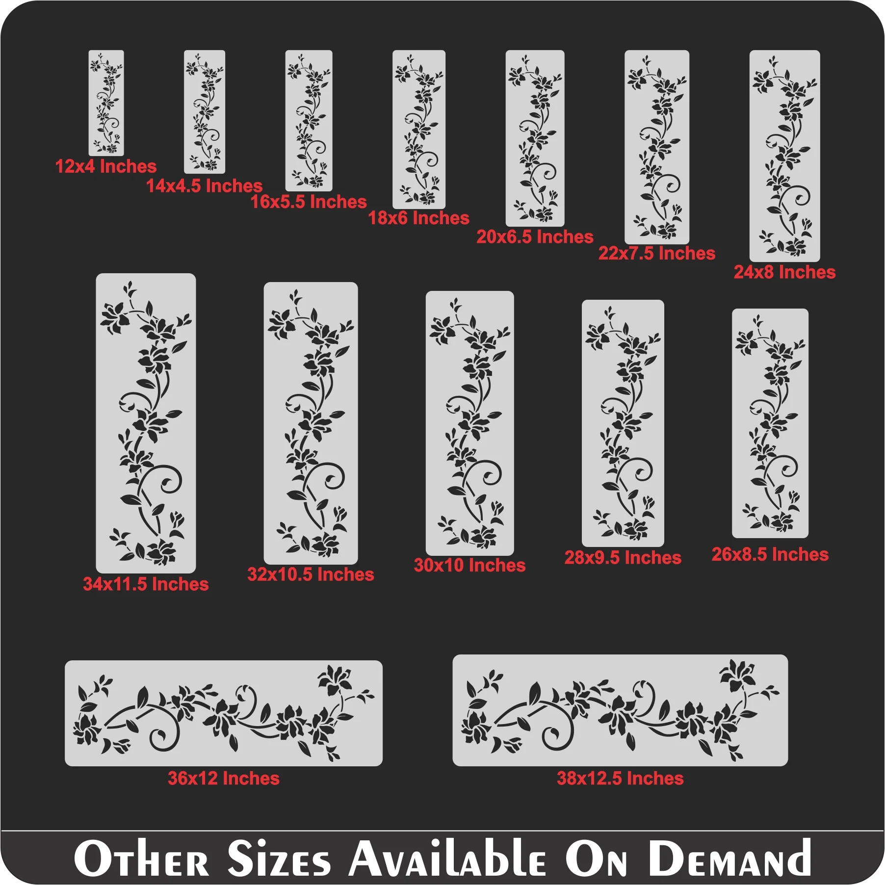 Floral Bordr Pattern Reusable Stencil For Canvas And Wall Painting.ID#241 - Image 8