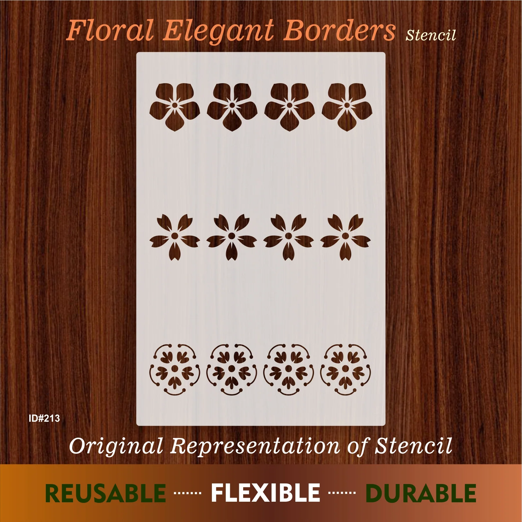 Floral Elegant Boder Stencil for Wall Painting Scrapbooking Album Decoration. ID #213 - Image 7