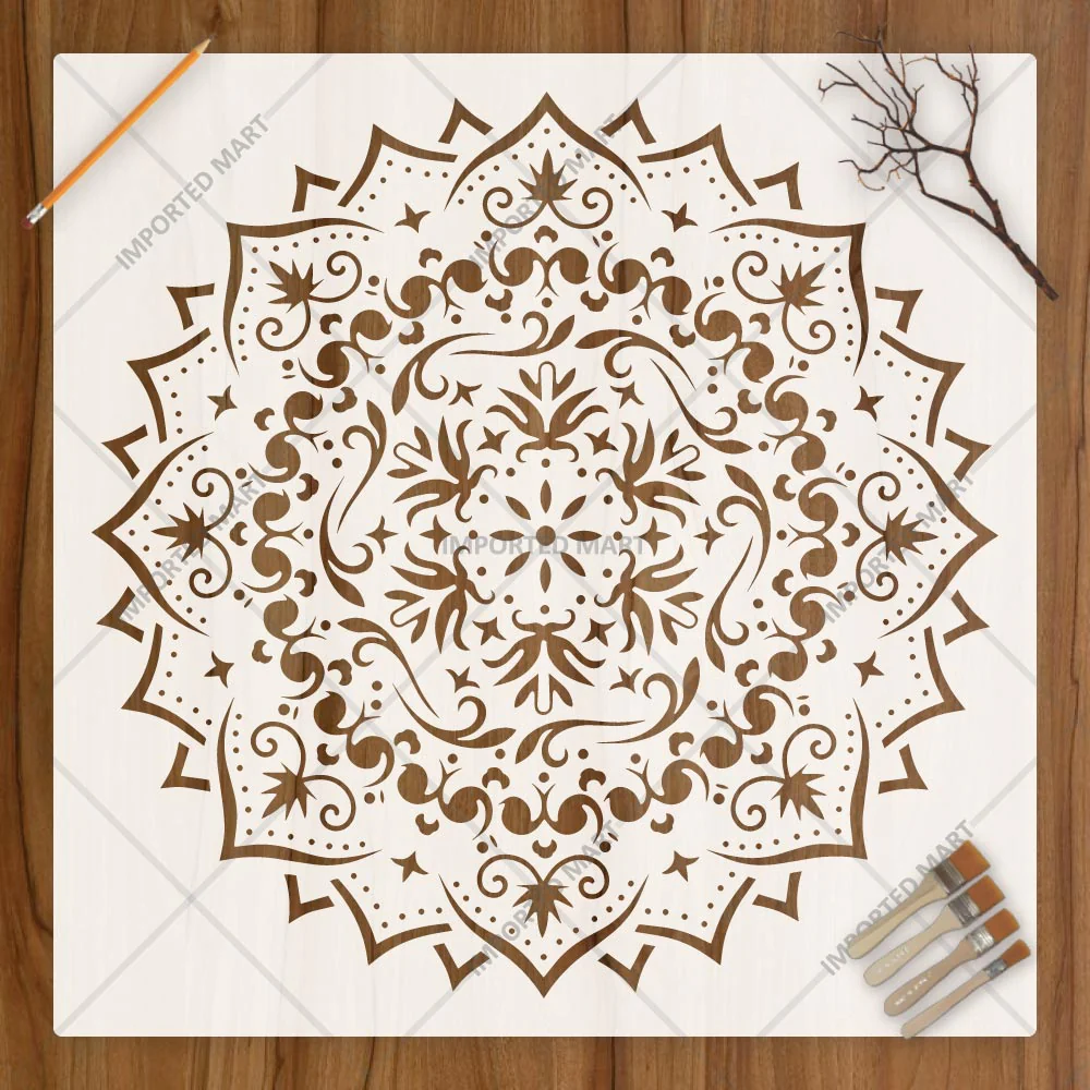 Floral Filigree Mandala Stencil for Wall, Floor & Furniture Art – Decorative Round Mandala Design – ID# 725 - Image 4
