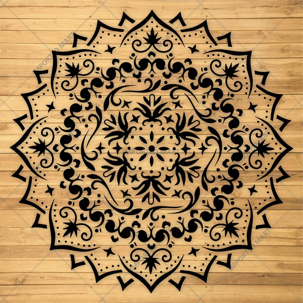 Floral Filigree Mandala Stencil for Wall, Floor & Furniture Art – Decorative Round Mandala Design – ID# 725 - Image 5