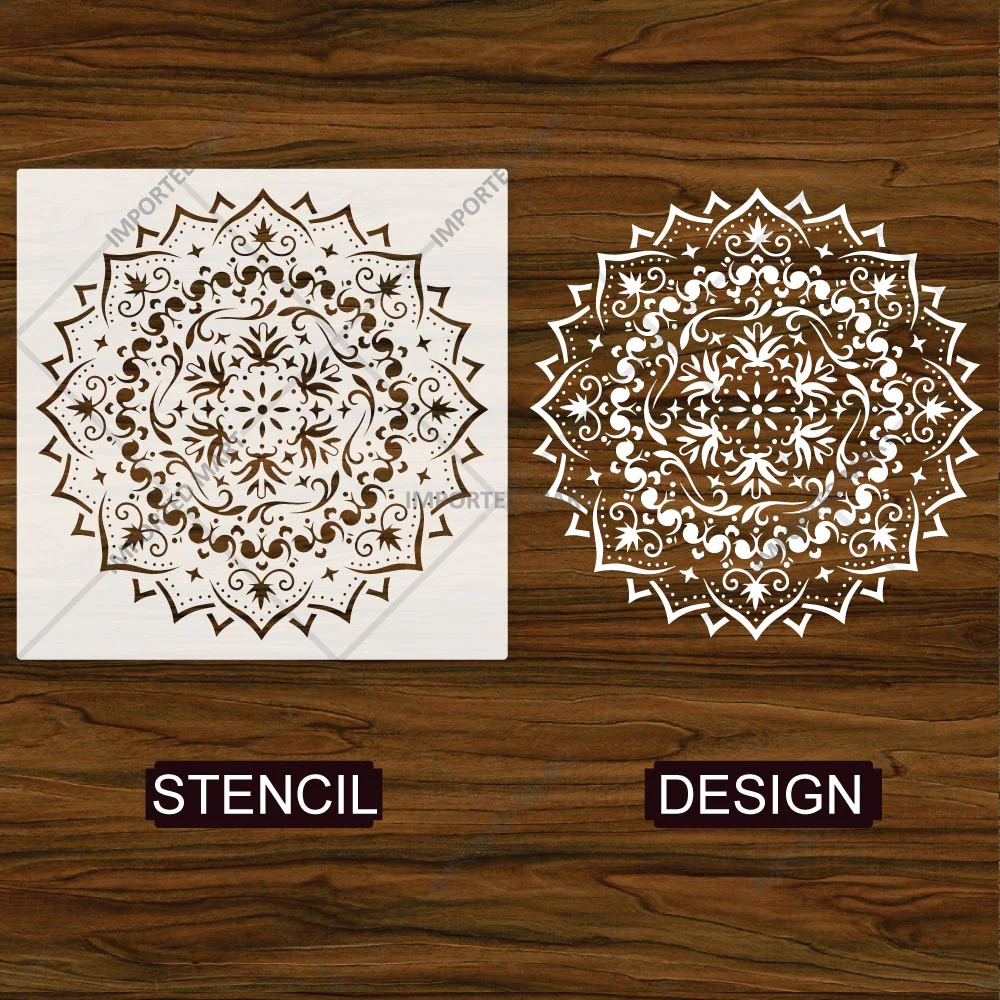 Floral Filigree Mandala Stencil for Wall, Floor & Furniture Art – Decorative Round Mandala Design – ID# 725 - Image 6