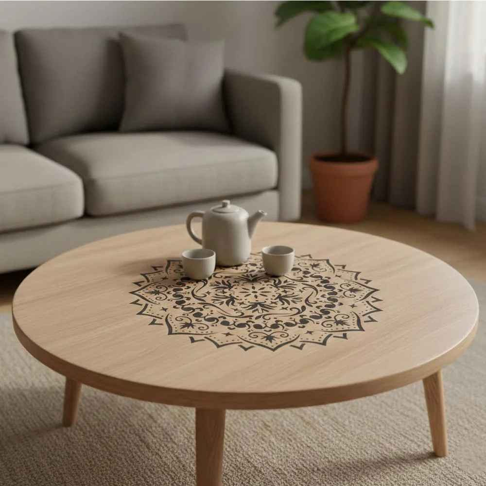 Floral Filigree Mandala Stencil for Wall, Floor & Furniture Art – Decorative Round Mandala Design – ID# 725 - Image 8