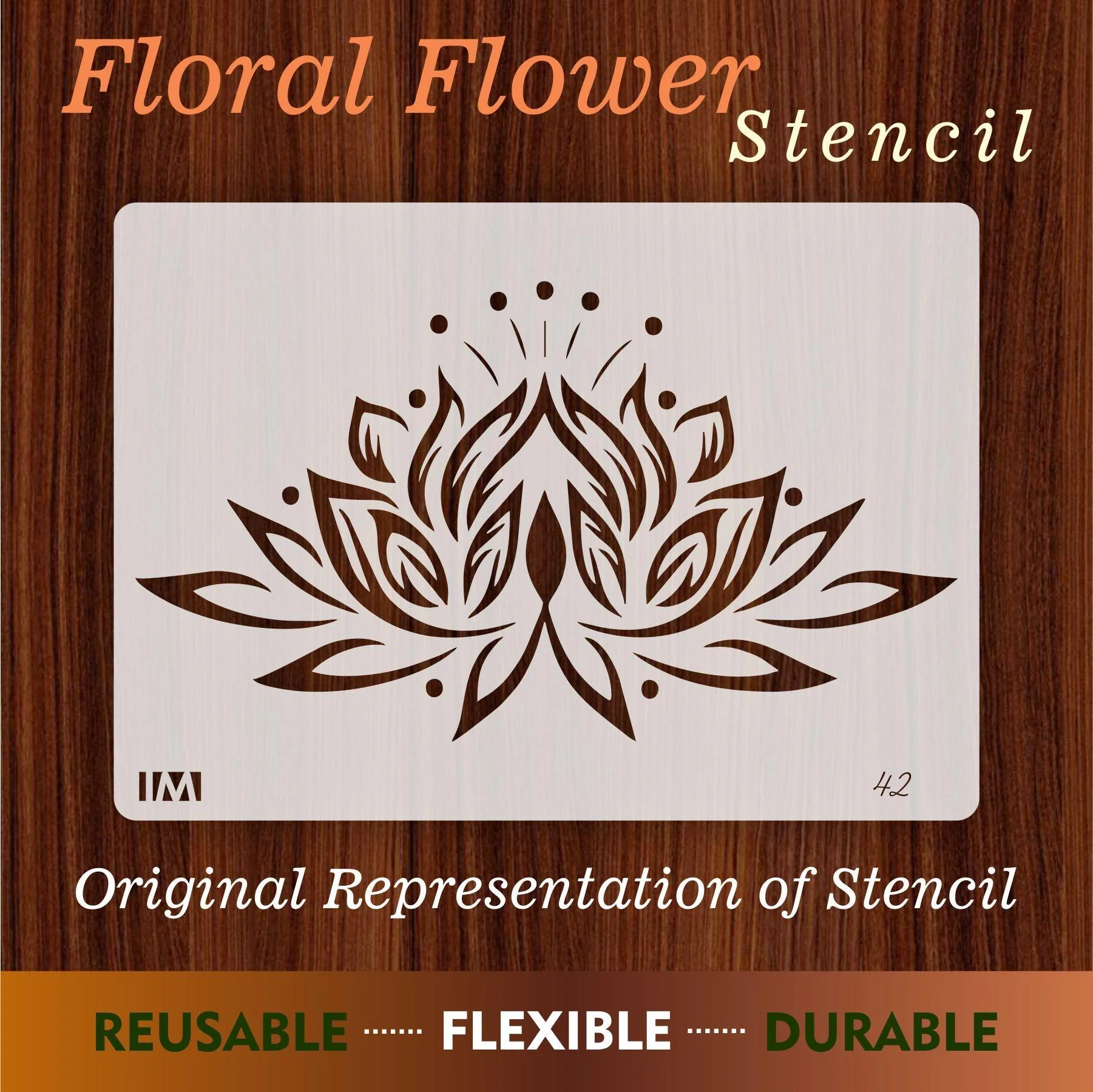 Floral Flower Reusable Stencil for Canvas and wall painting.ID#42 - Image 5