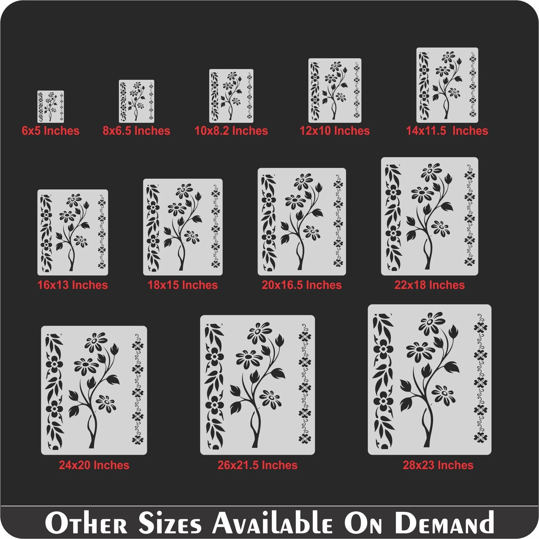 Floral Flower Reusable Stencil for Canvas and wall painting.ID#79 - Image 4
