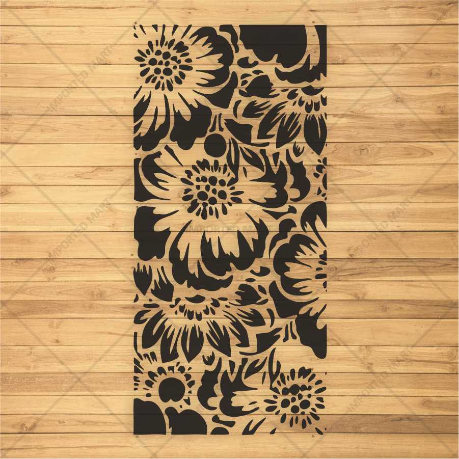 Floral Garden Pattern Stencil for Wall, Fabric & Wood Art – Dense Bloom Design – ID# 667 - Image 3