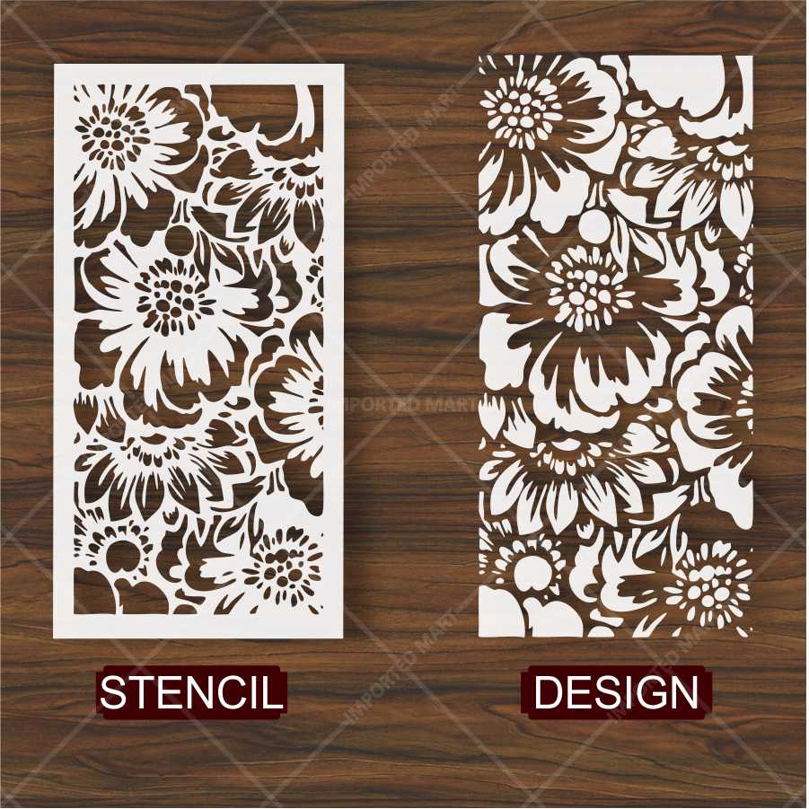 Floral Garden Pattern Stencil for Wall, Fabric & Wood Art – Dense Bloom Design – ID# 667 - Image 4