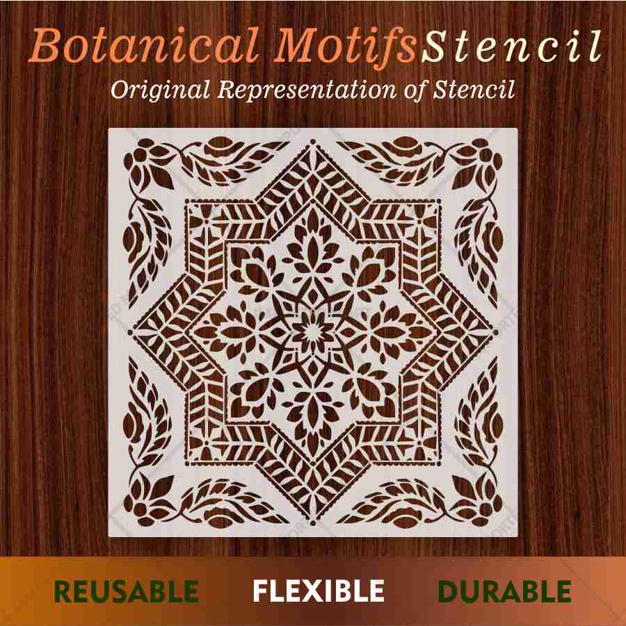 Floral Geometric Mandala Stencil for Wall, Floor & Furniture Art – Indian Folk Pattern Design – ID# 700