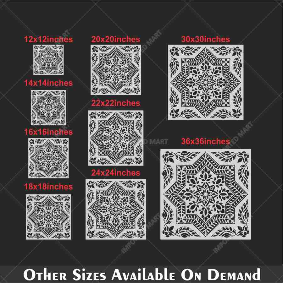 Floral Geometric Mandala Stencil for Wall, Floor & Furniture Art – Indian Folk Pattern Design – ID# 700 - Image 5