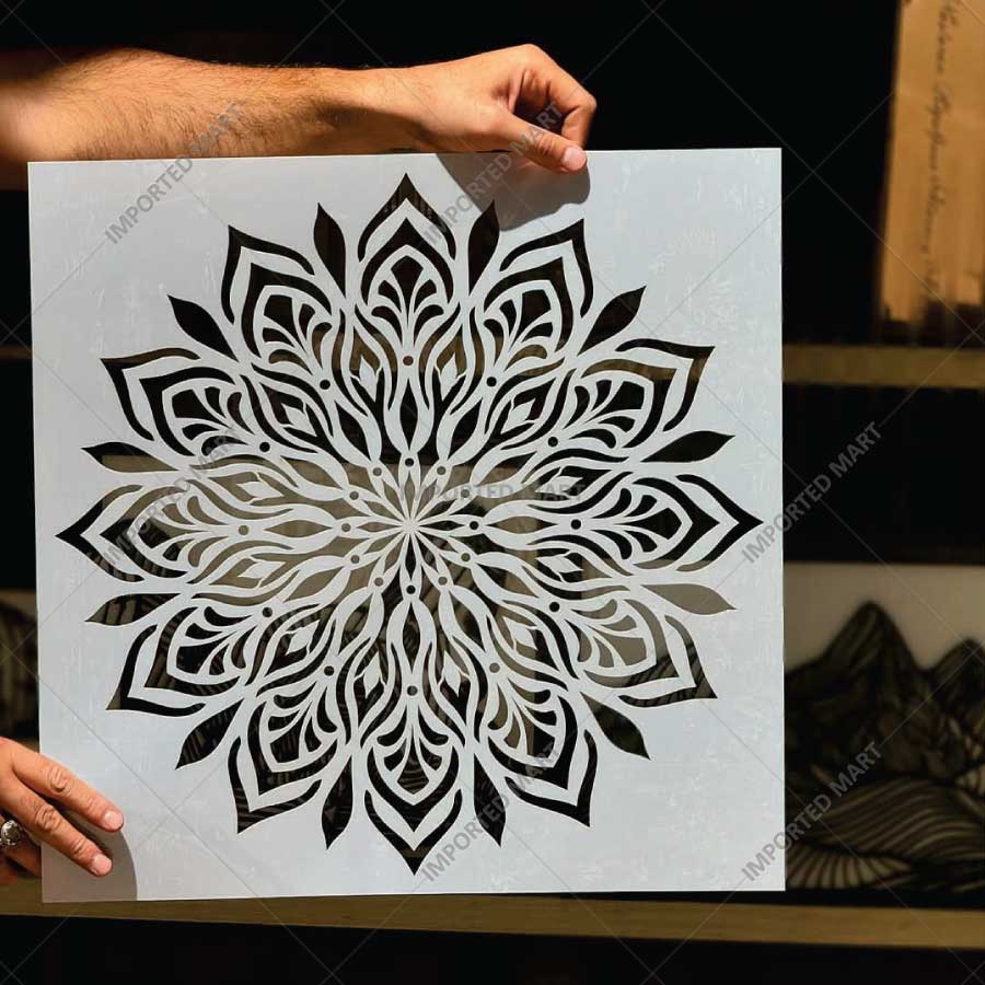 Floral Harmony Mandala Stencil for Wall, Floor & Furniture Art – Decorative Floral Mandala Pattern – ID# 727
