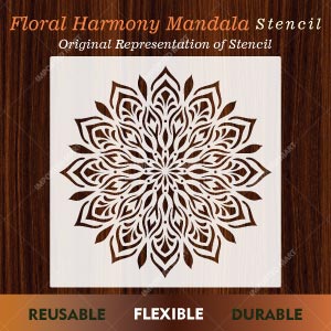 Floral Harmony Mandala Stencil for Wall, Floor & Furniture Art – Decorative Floral Mandala Pattern – ID# 727 - Image 3
