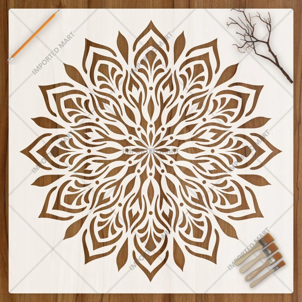 Floral Harmony Mandala Stencil for Wall, Floor & Furniture Art – Decorative Floral Mandala Pattern – ID# 727 - Image 4