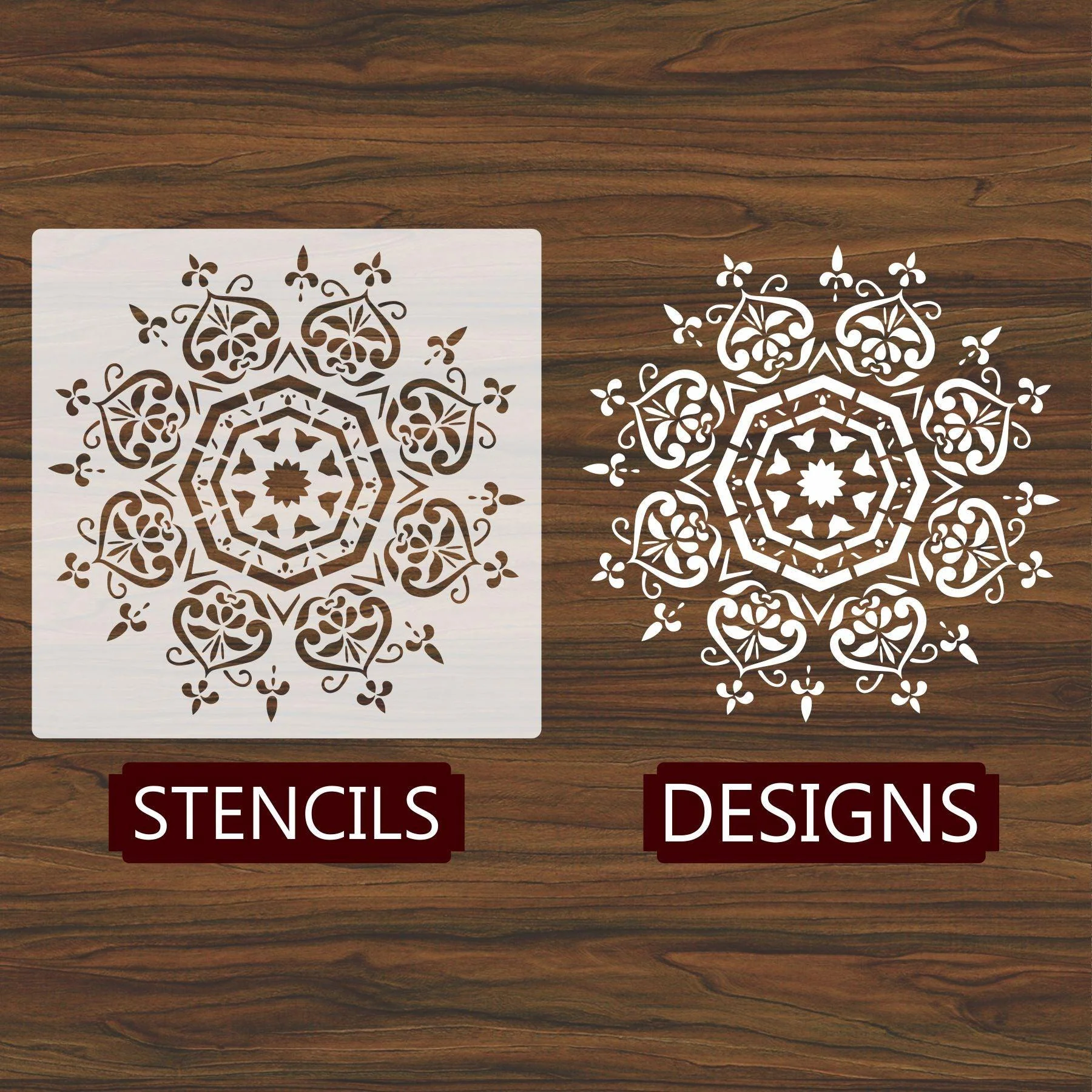 Floral Mandala Reusable Stencil For Canvas And Wall Painting.ID #463 - Image 2