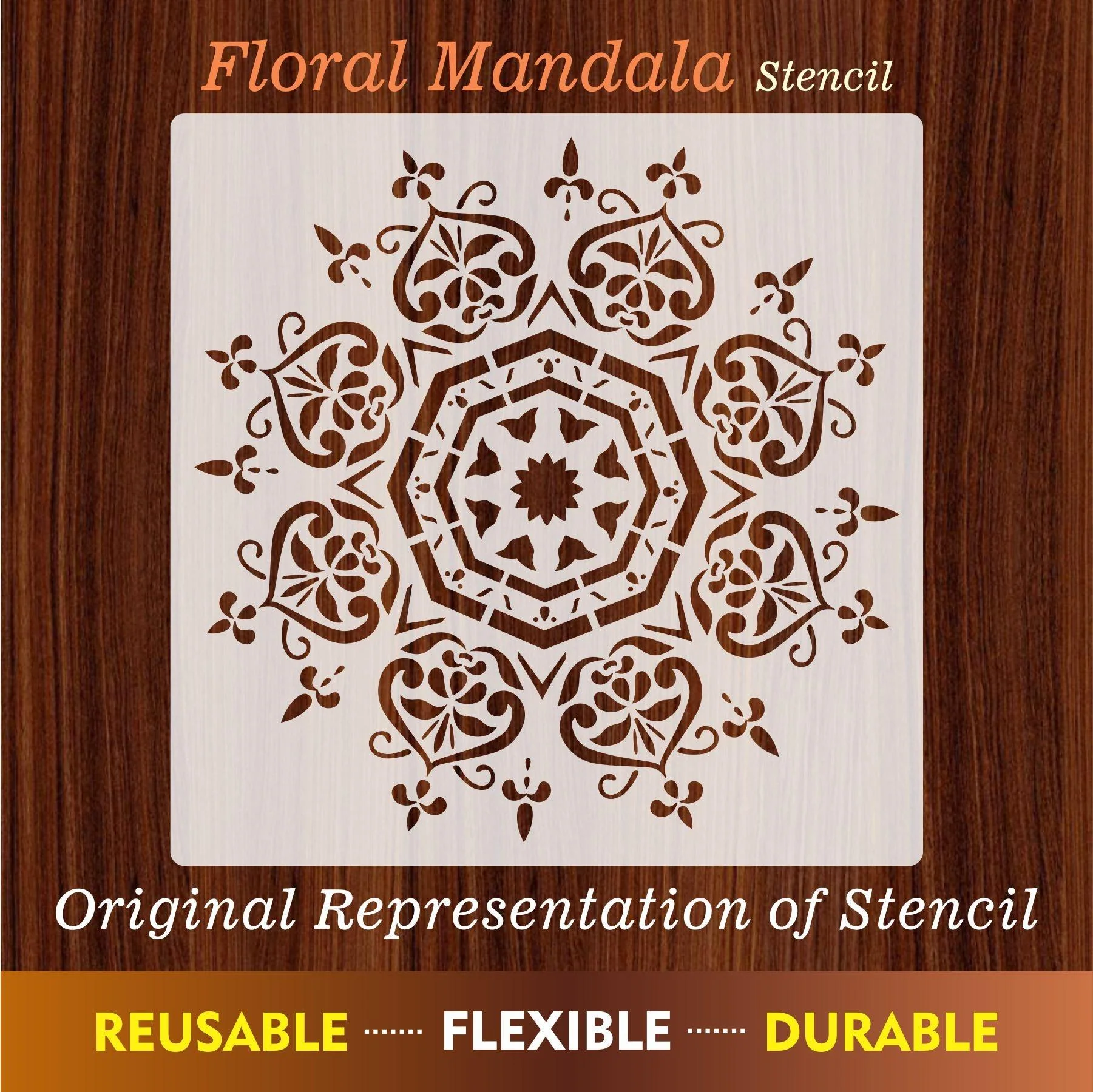 Floral Mandala Reusable Stencil For Canvas And Wall Painting.ID #463 - Image 6