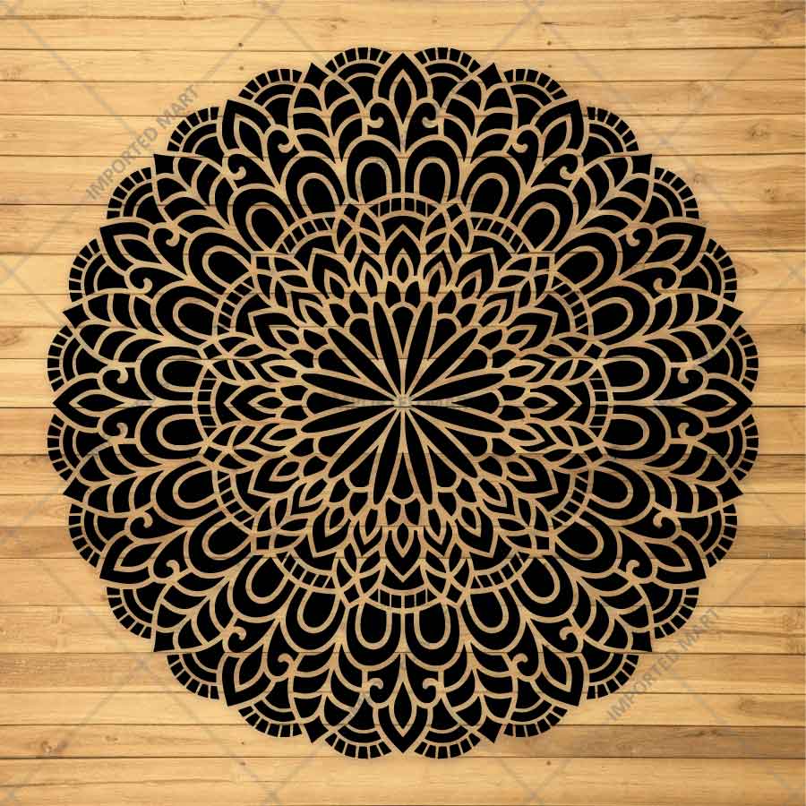 Floral Mandala Stencil for Wall, Floor & Furniture Art – Round Decorative Lotus Pattern – ID# 677 - Image 3