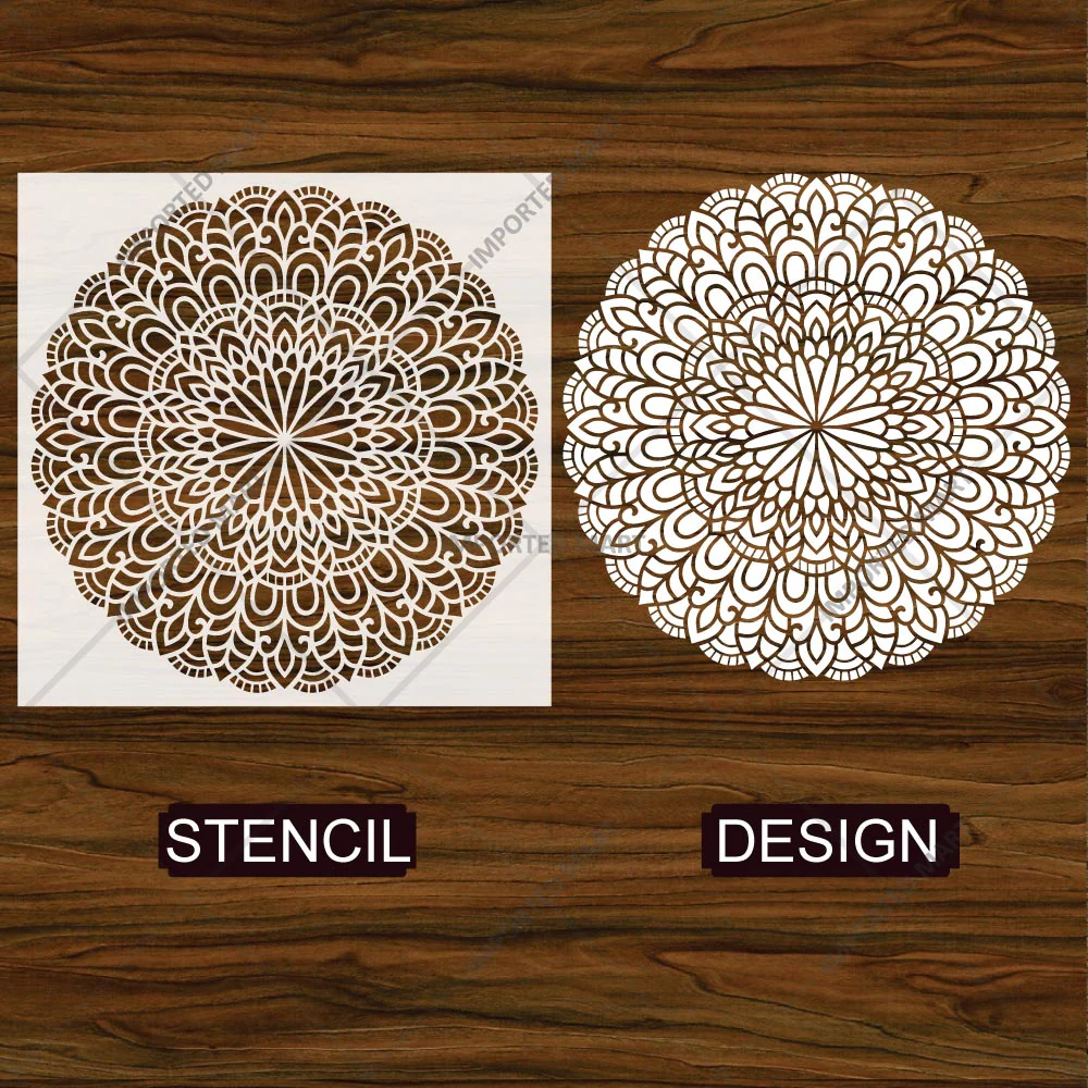 Floral Mandala Stencil for Wall, Floor & Furniture Art – Round Decorative Lotus Pattern – ID# 677 - Image 4