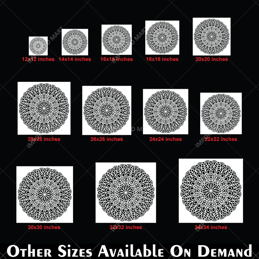 Floral Mandala Stencil for Wall, Floor & Furniture Art – Round Decorative Lotus Pattern – ID# 677 - Image 5