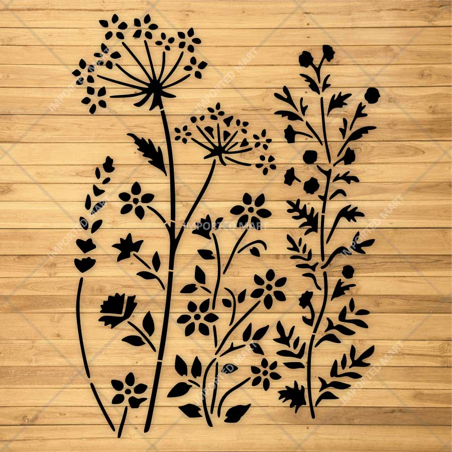 Floral Meadow Wildflower Stencil for Wall, Furniture & Fabric Art – Nature Garden Botanical Design – ID# 795 - Image 3