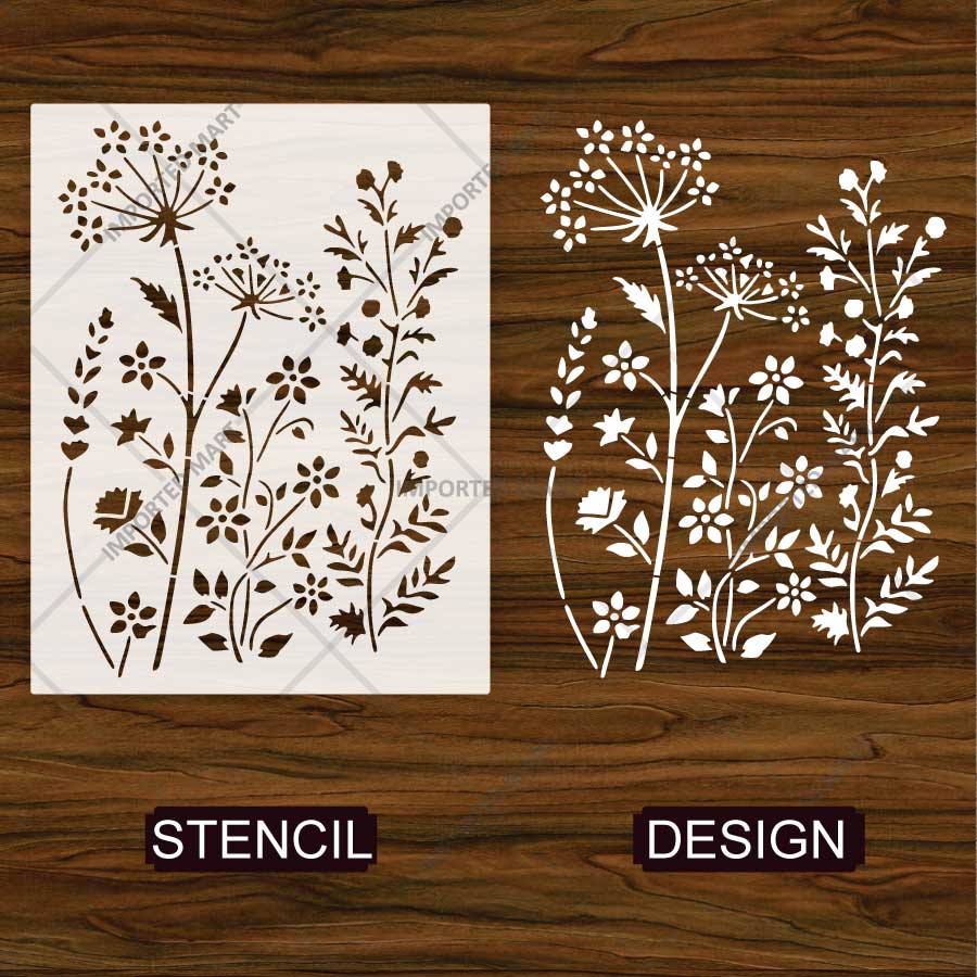 Floral Meadow Wildflower Stencil for Wall, Furniture & Fabric Art – Nature Garden Botanical Design – ID# 795 - Image 4