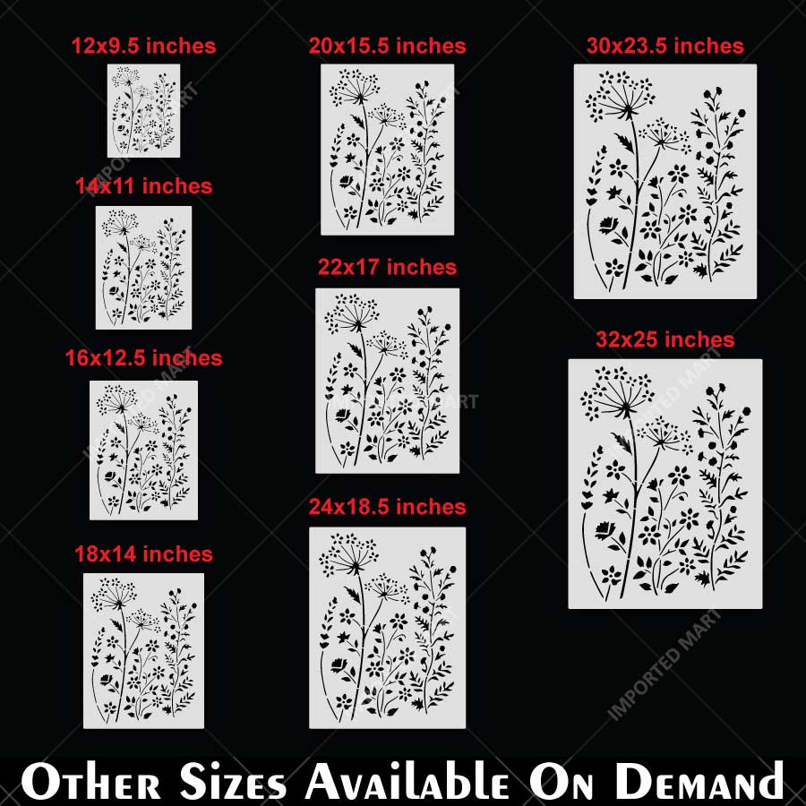 Floral Meadow Wildflower Stencil for Wall, Furniture & Fabric Art – Nature Garden Botanical Design – ID# 795 - Image 5