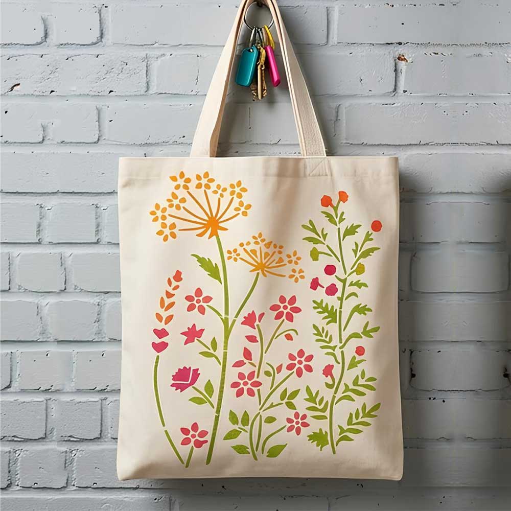 Floral Meadow Wildflower Stencil for Wall, Furniture & Fabric Art – Nature Garden Botanical Design – ID# 795 - Image 7