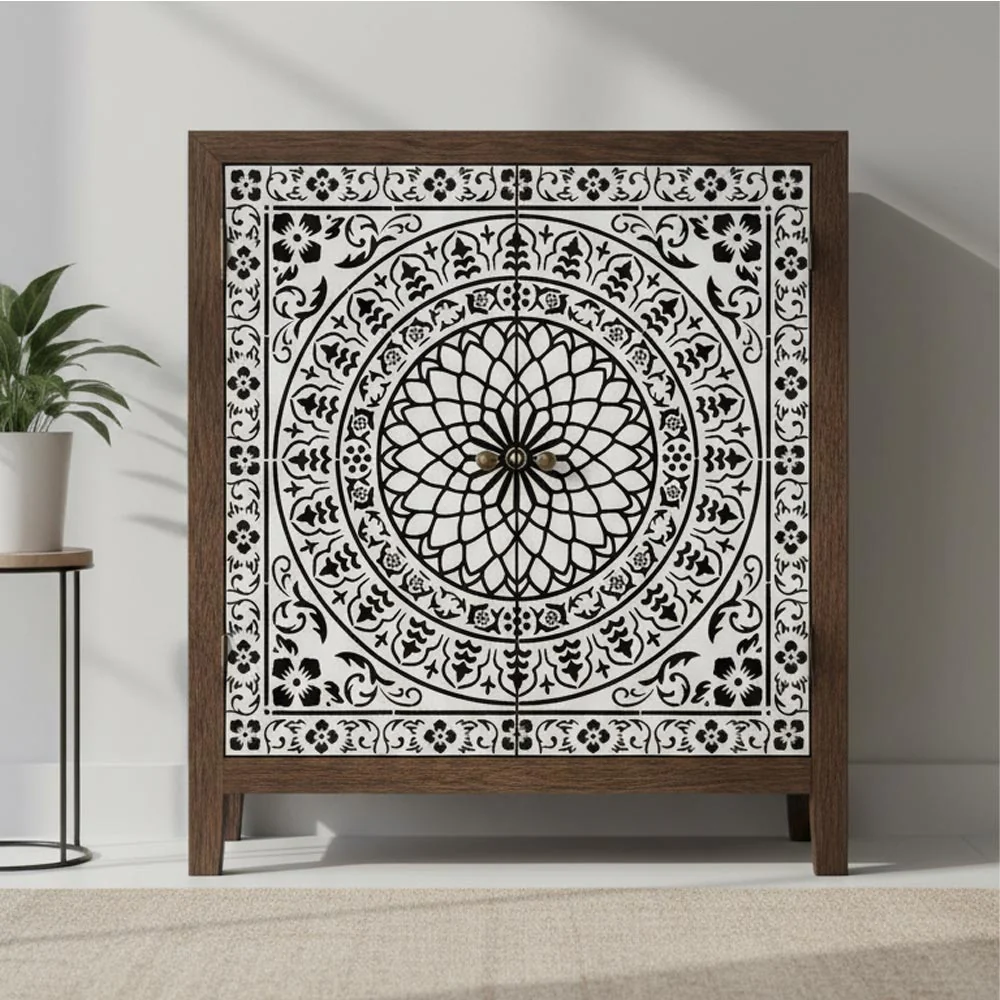 Floral Medallion Mandala Stencil for Walls, Floors & Tiles – Ornamental Decorative Pattern – ID# 735 - Image 2