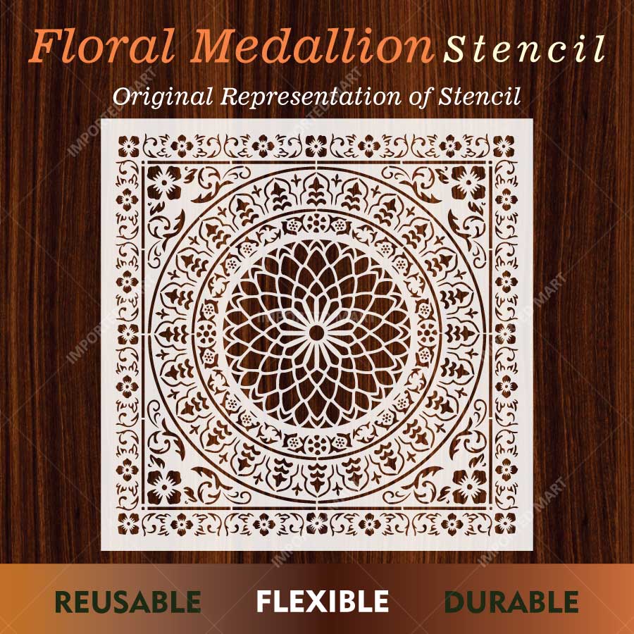 Floral Medallion Mandala Stencil for Walls, Floors & Tiles – Ornamental Decorative Pattern – ID# 735 - Image 4