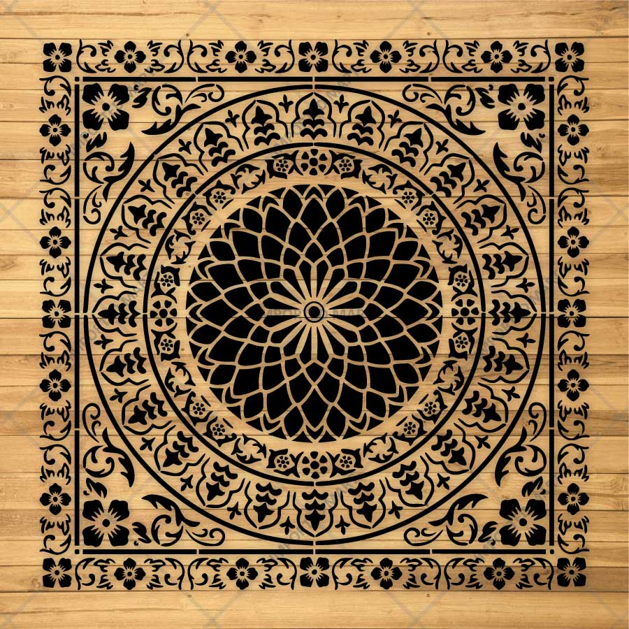 Floral Medallion Mandala Stencil for Walls, Floors & Tiles – Ornamental Decorative Pattern – ID# 735 - Image 5