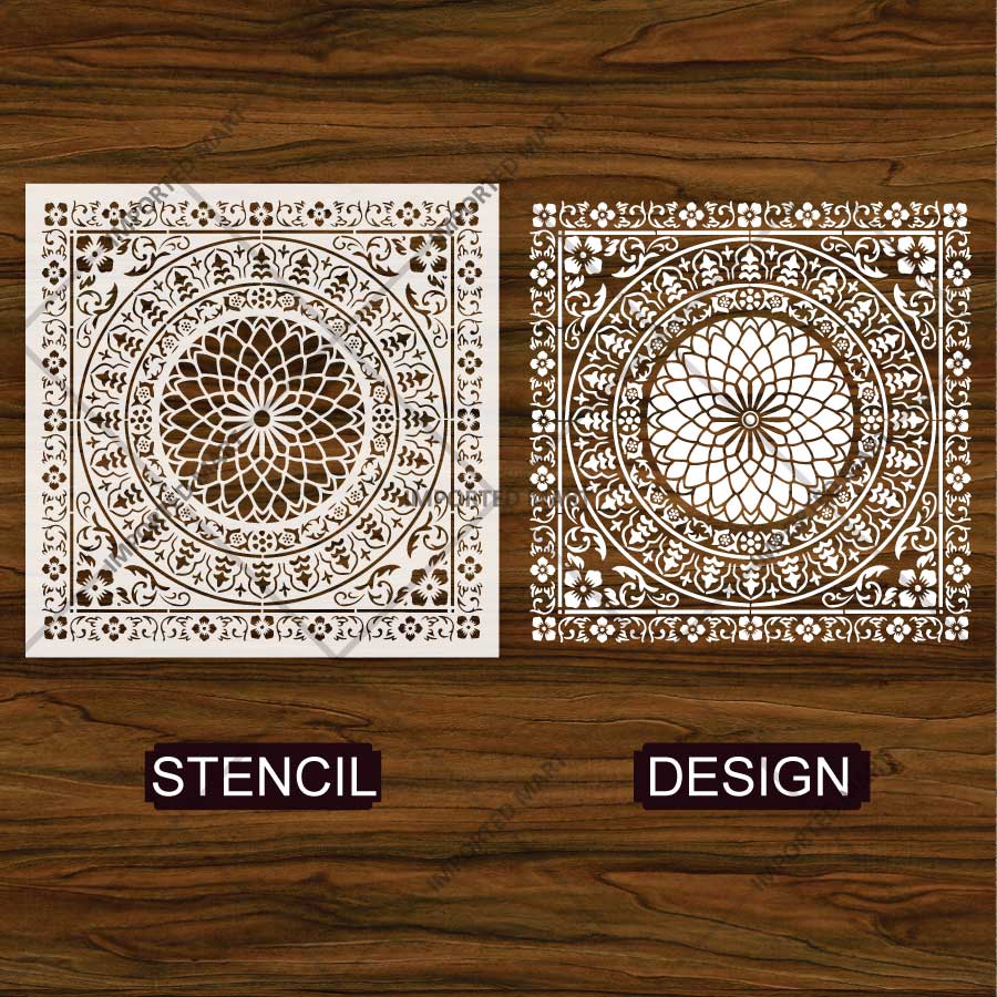 Floral Medallion Mandala Stencil for Walls, Floors & Tiles – Ornamental Decorative Pattern – ID# 735 - Image 6