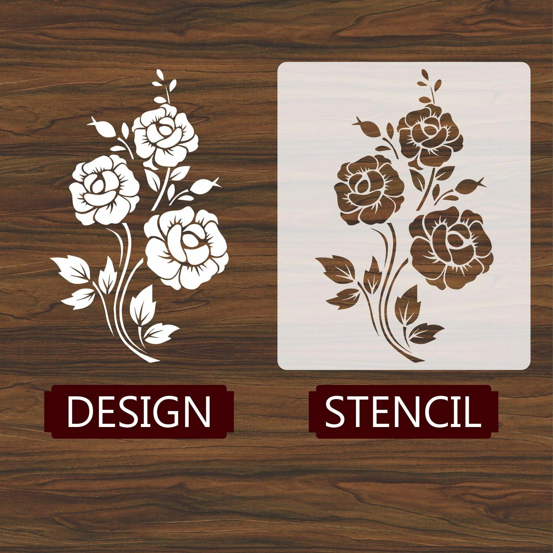 Floral Reusable Sheets Reusable Stencil for Canvas and wall painting.ID#78 - Image 2