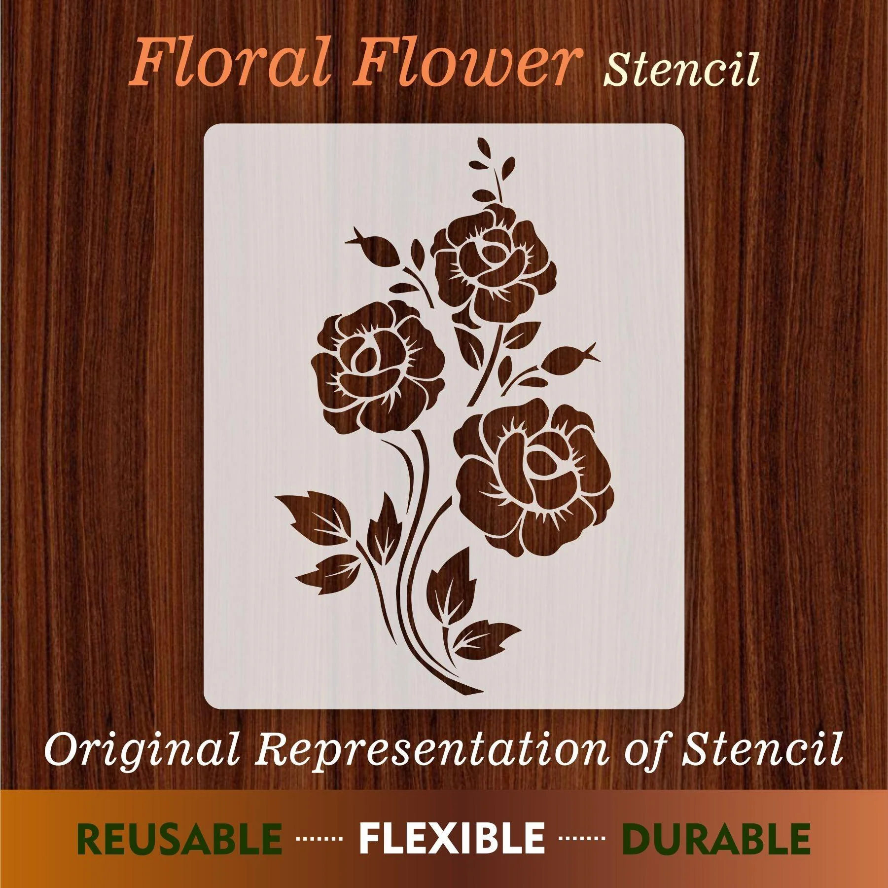 Floral Reusable Sheets Reusable Stencil for Canvas and wall painting.ID#78 - Image 3