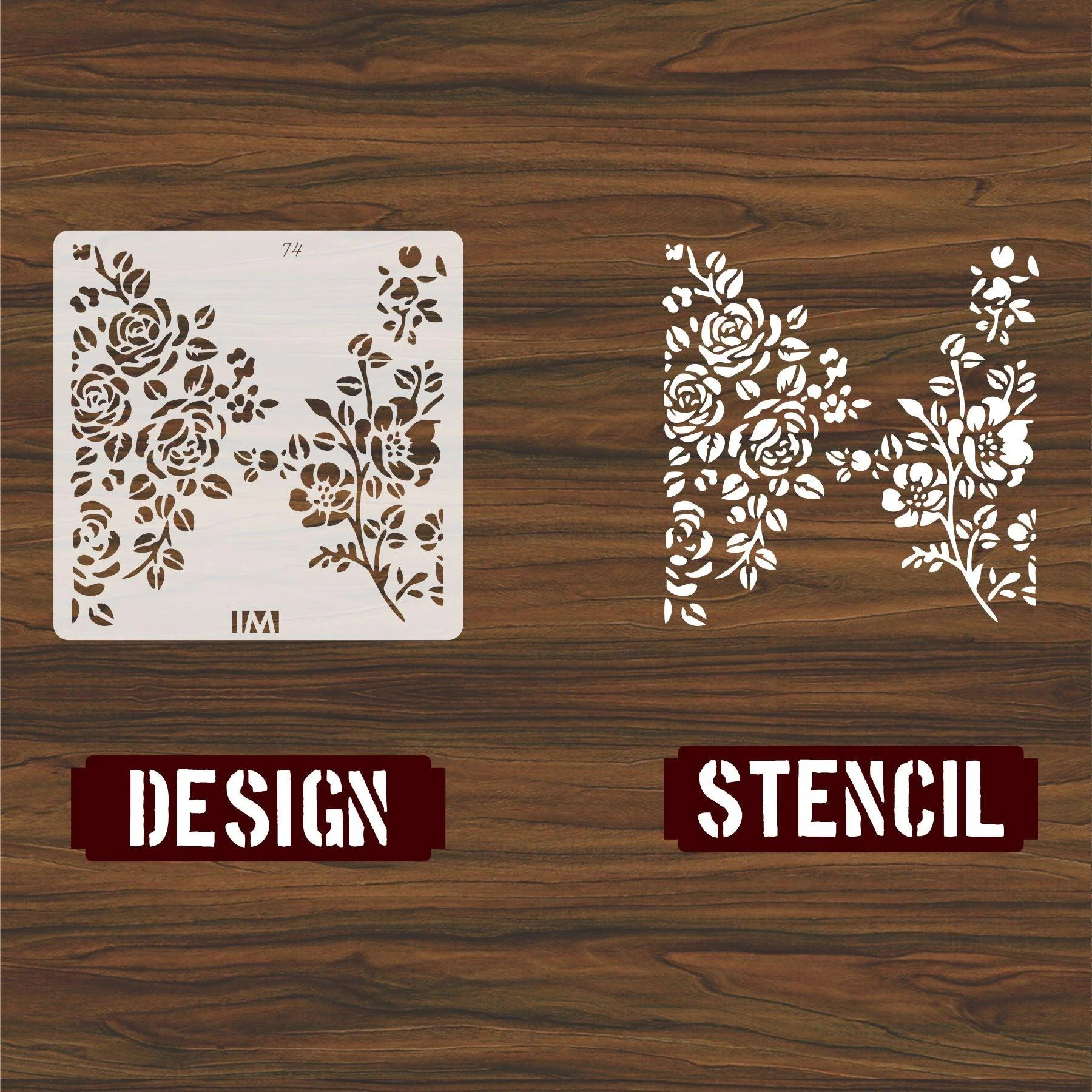 Rose Flower Floral Reusable Stencil for Canvas and wall painting. ID #74 - Image 3