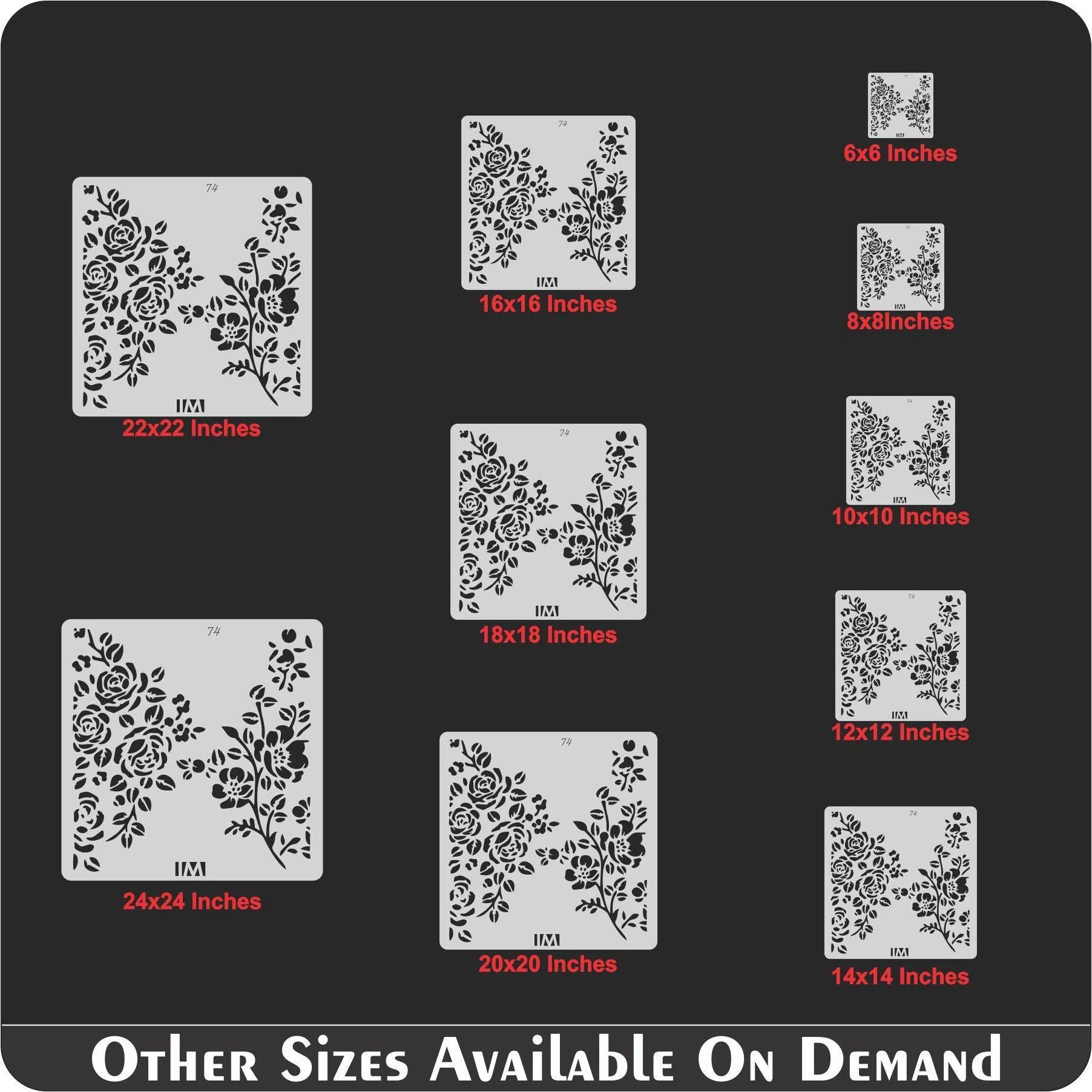 Rose Flower Floral Reusable Stencil for Canvas and wall painting. ID #74 - Image 4