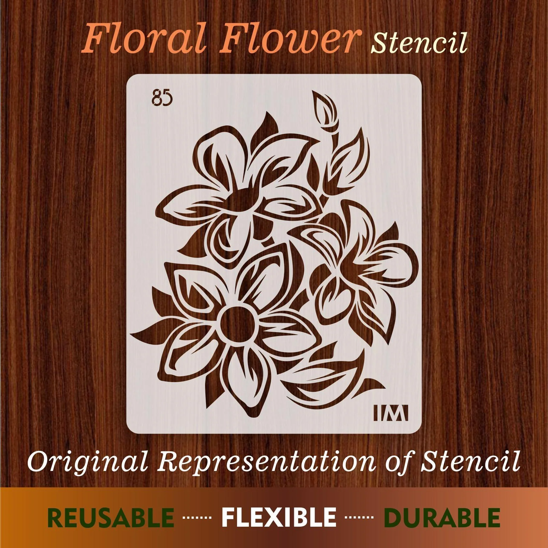 Floral Reusable Stencil for Canvas and wall painting.ID#85 - Image 3