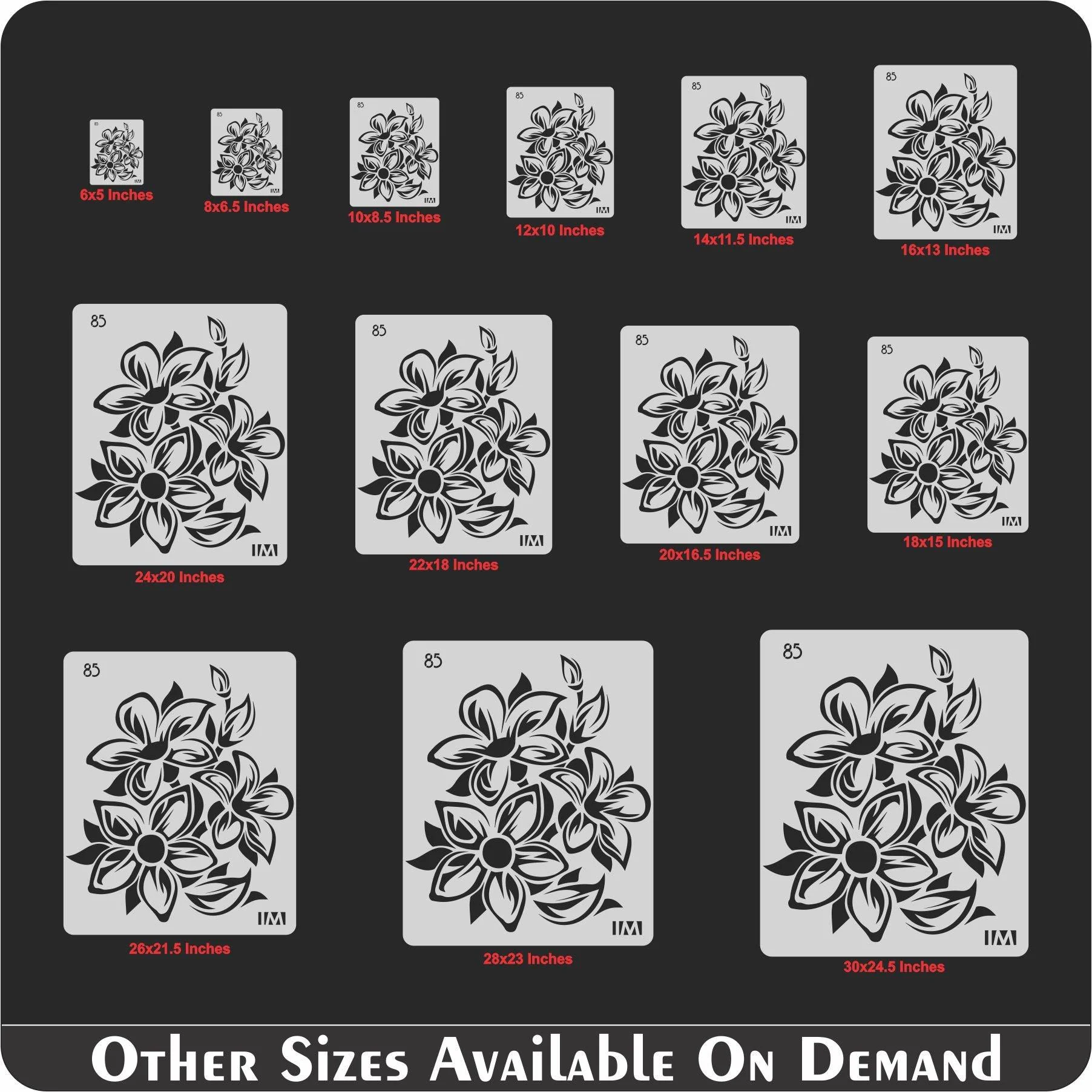 Floral Reusable Stencil for Canvas and wall painting.ID#85 - Image 4