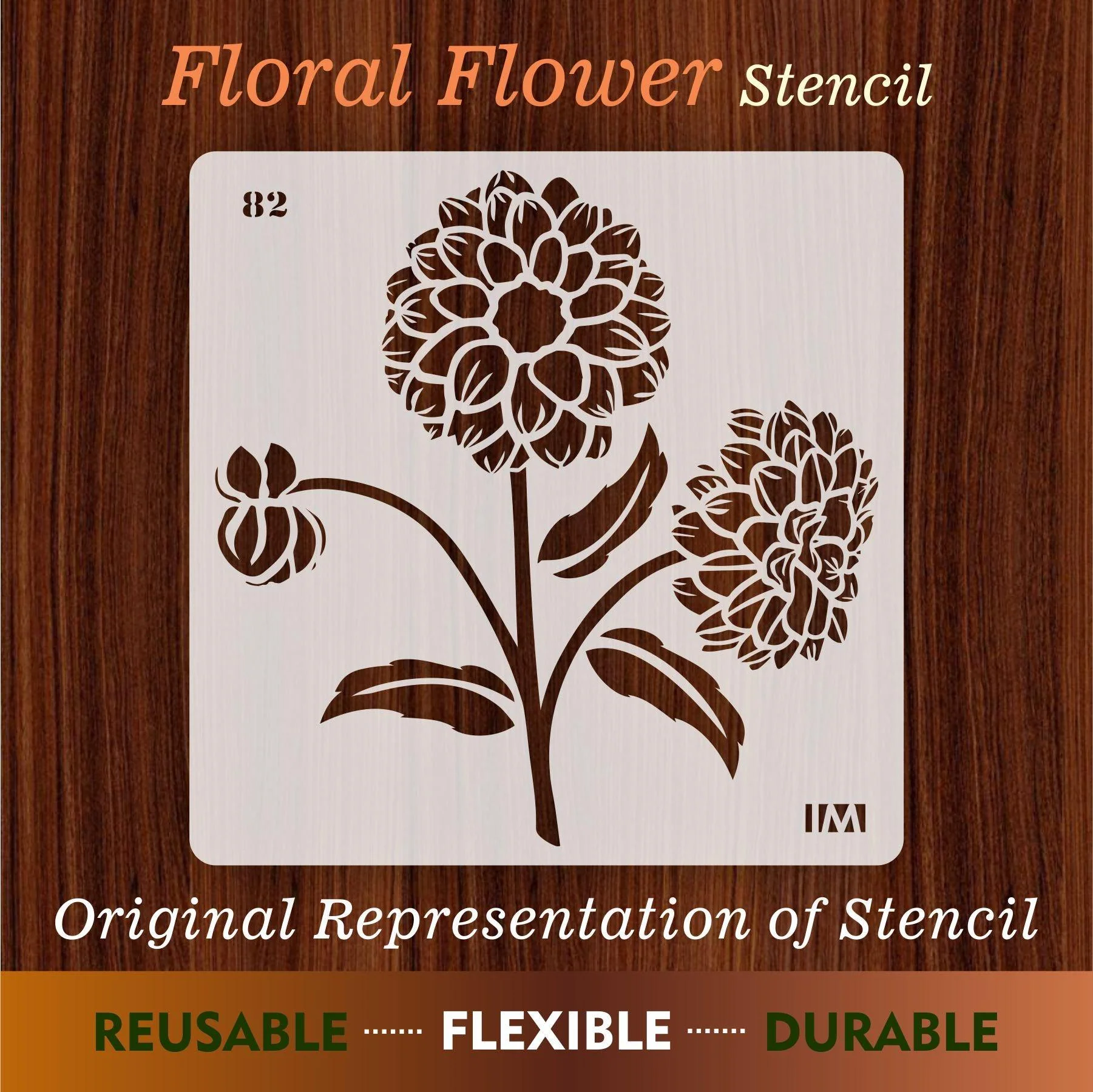 Floral Reusable Stencil for Canvas and wall painting.ID#82 - Image 3