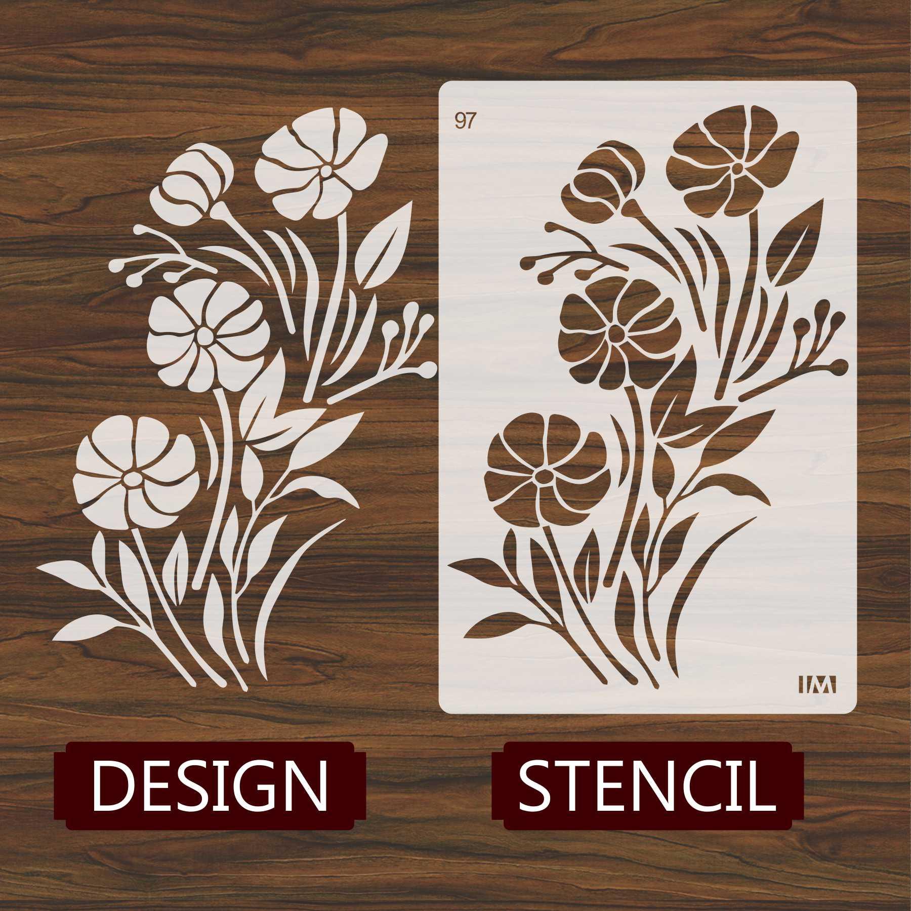 Floral Reusable Stencil for Canvas and wall painting.ID#97 - Image 3